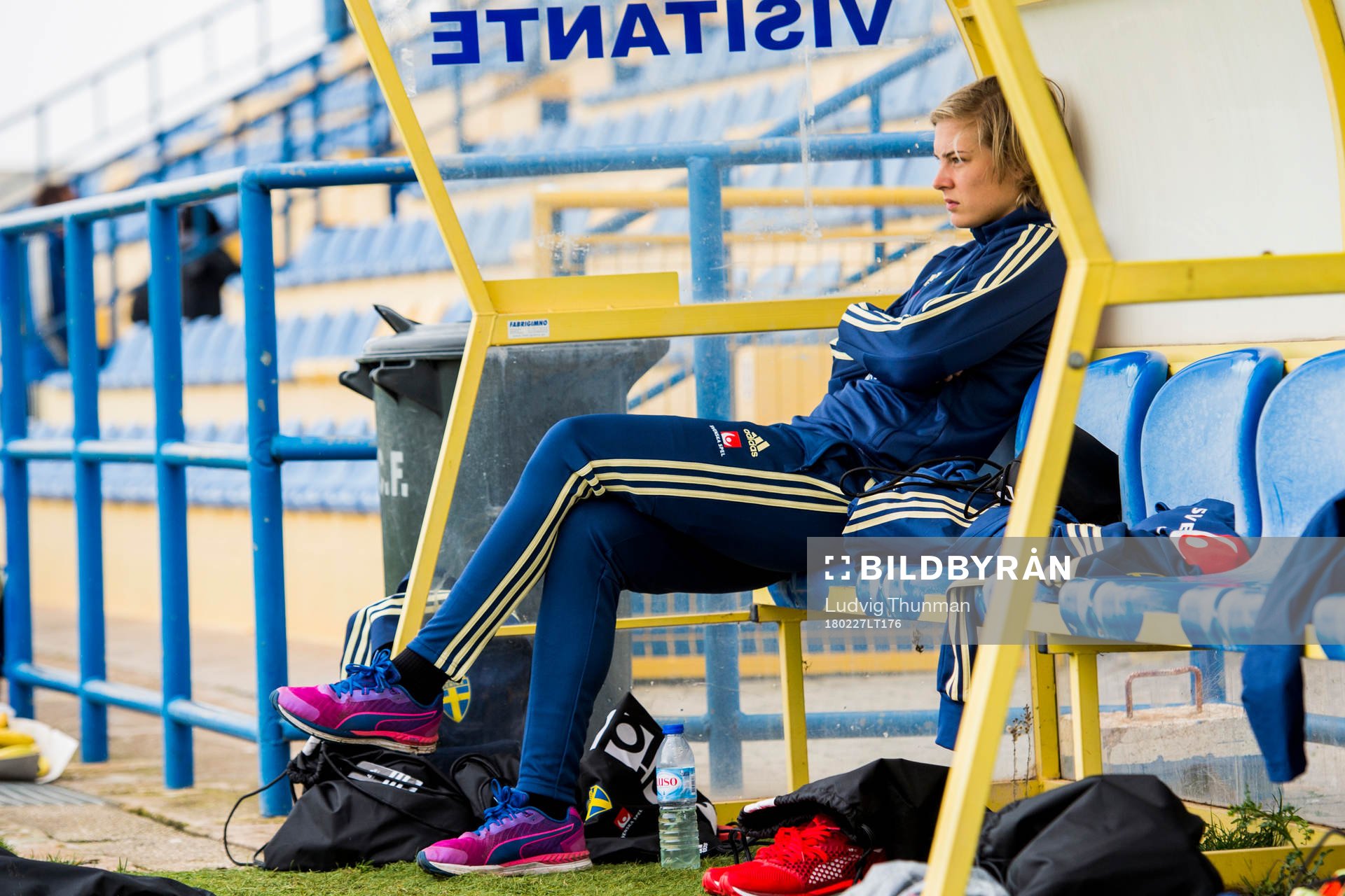Lina Hurtig under en träning med Sveriges damlandslag i fotboll inför Algarve Cup 2018 den 27 februari 2018 i Albufeira.