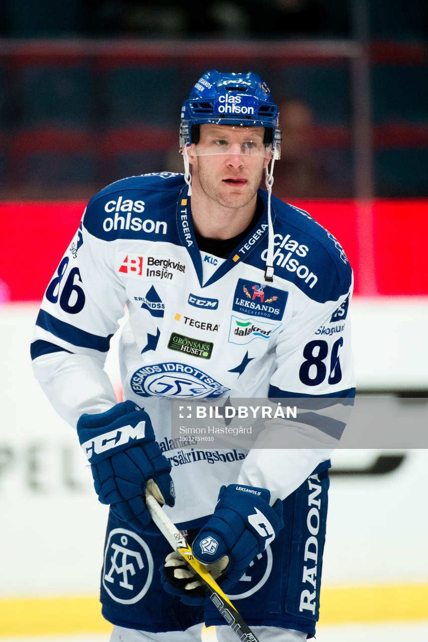 Leksands Daniel Pietta före ishockeymatchen i