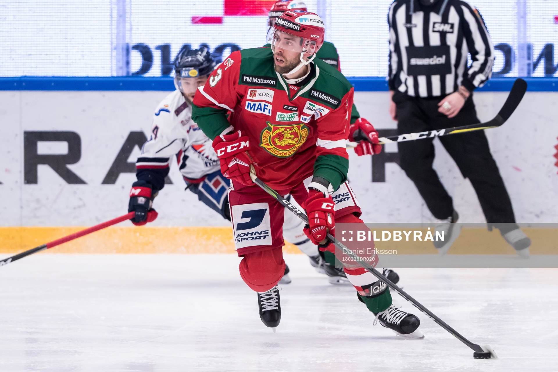 Moras Brandon Gormley  i ishockeymatchen i SHL mellan Mora