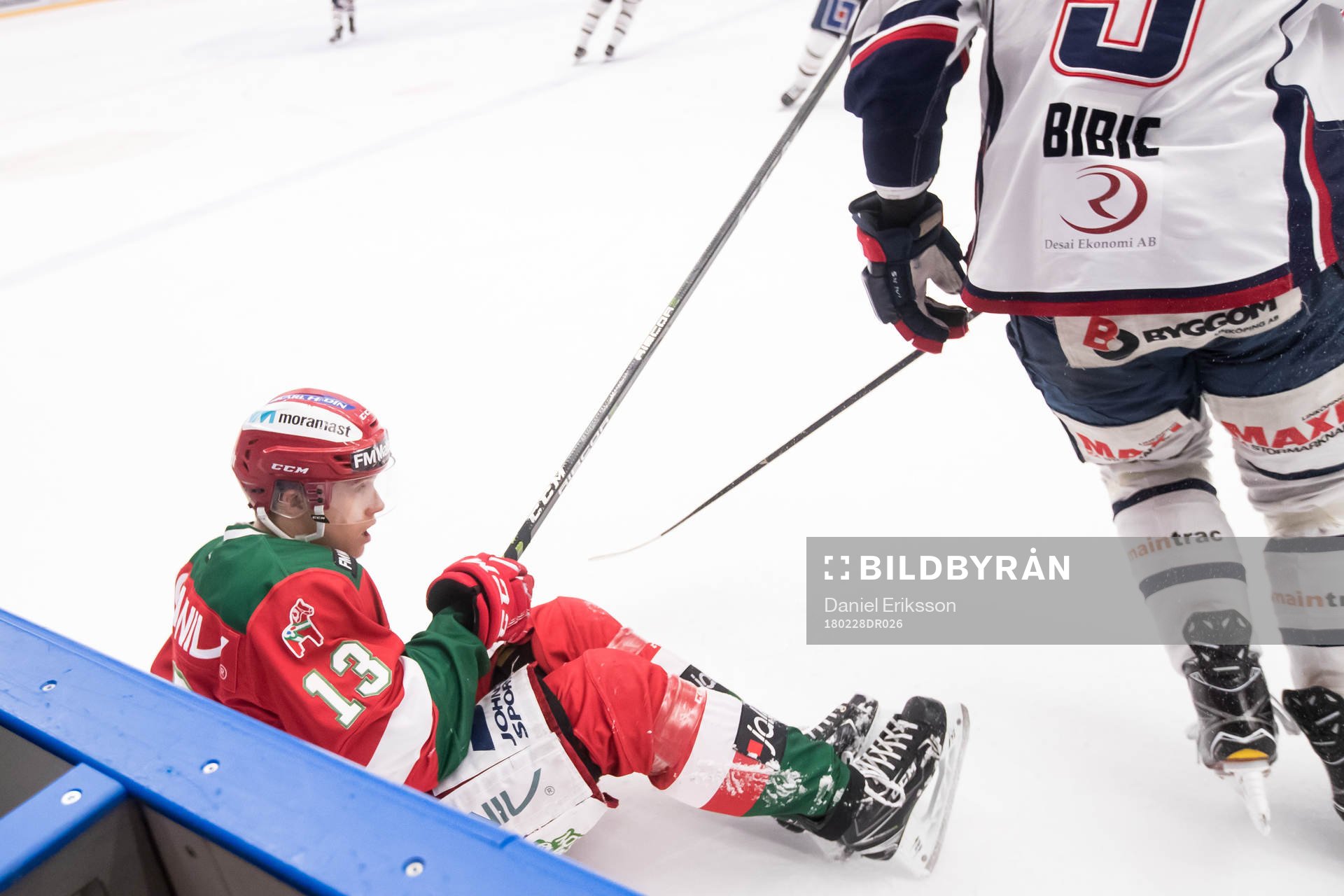 Moras Emil Bejmo  i ishockeymatchen i SHL mellan Mora och