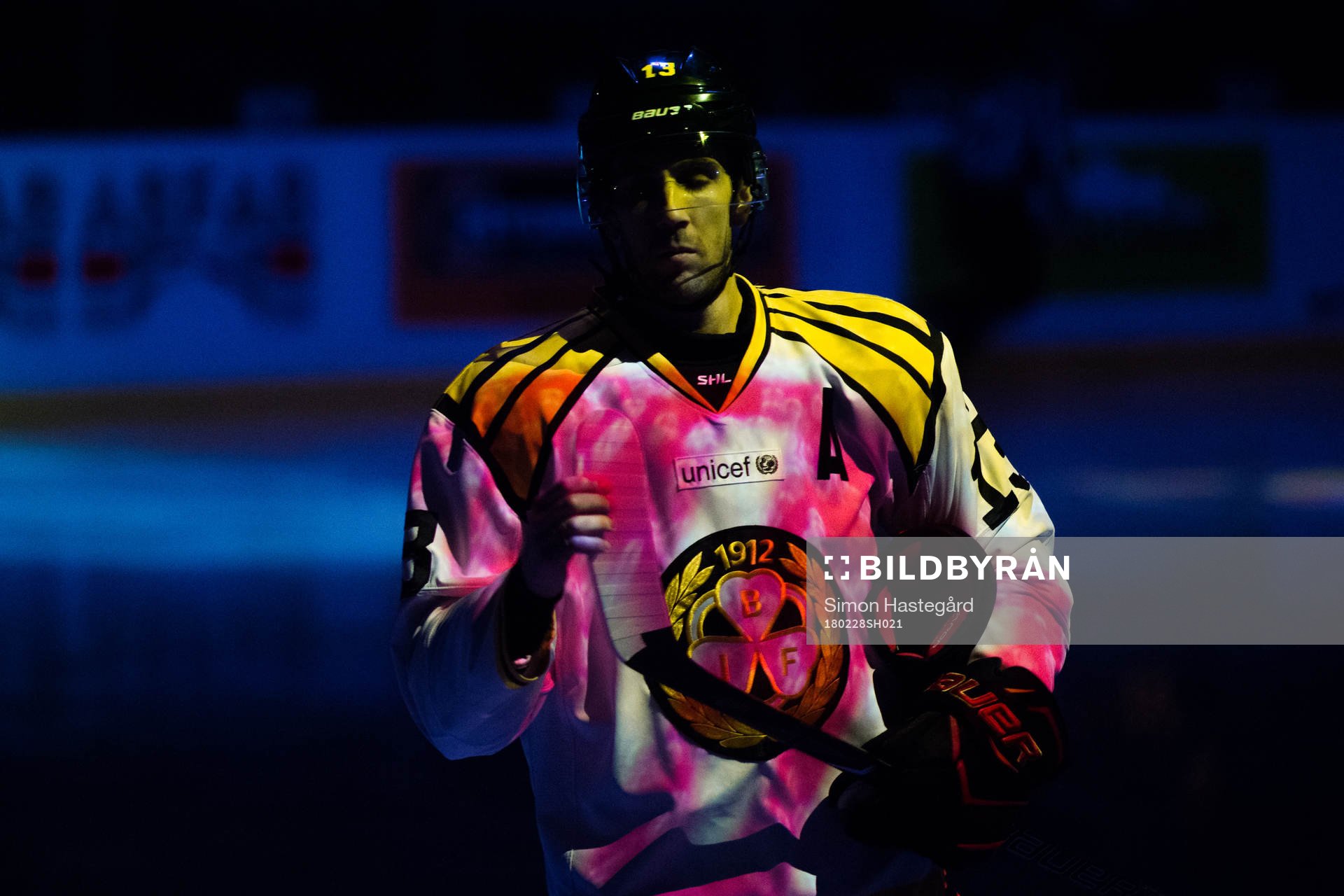 Brynäs Ryan Gunderson före ishockeymatchen i SHL mellan