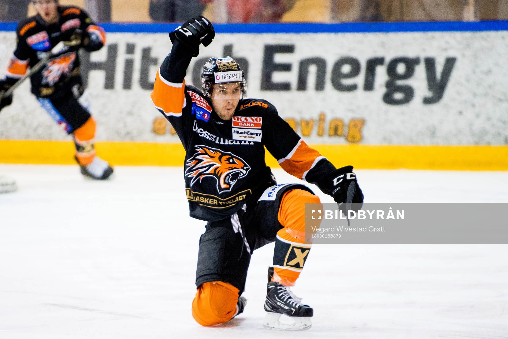 Mikkel Seiergren Christiansen of Frisk Asker celebrates