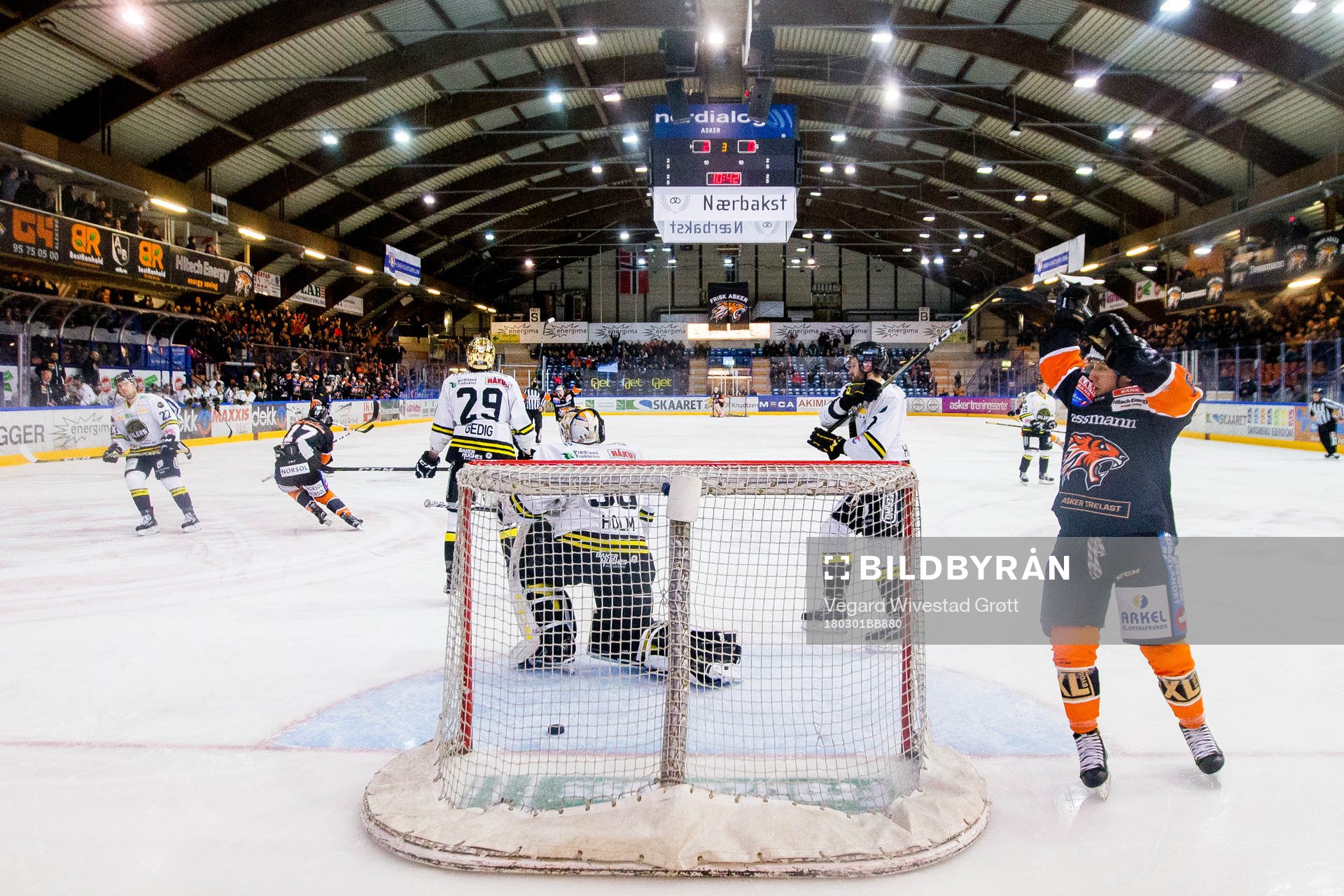 Mikkel Seiergren Christiansen of Frisk Asker celebrates