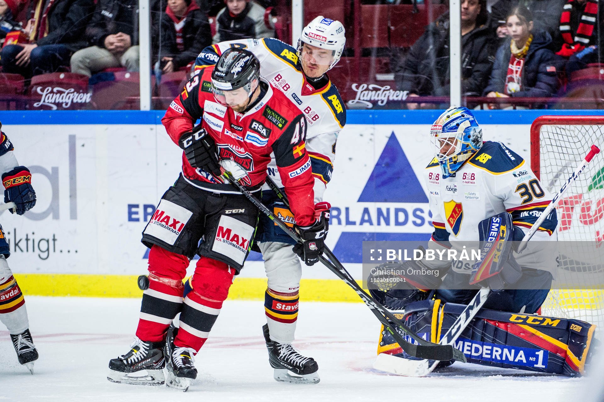 Malmö Redhawks Niklas Arell mot Djurgårdens Marcus