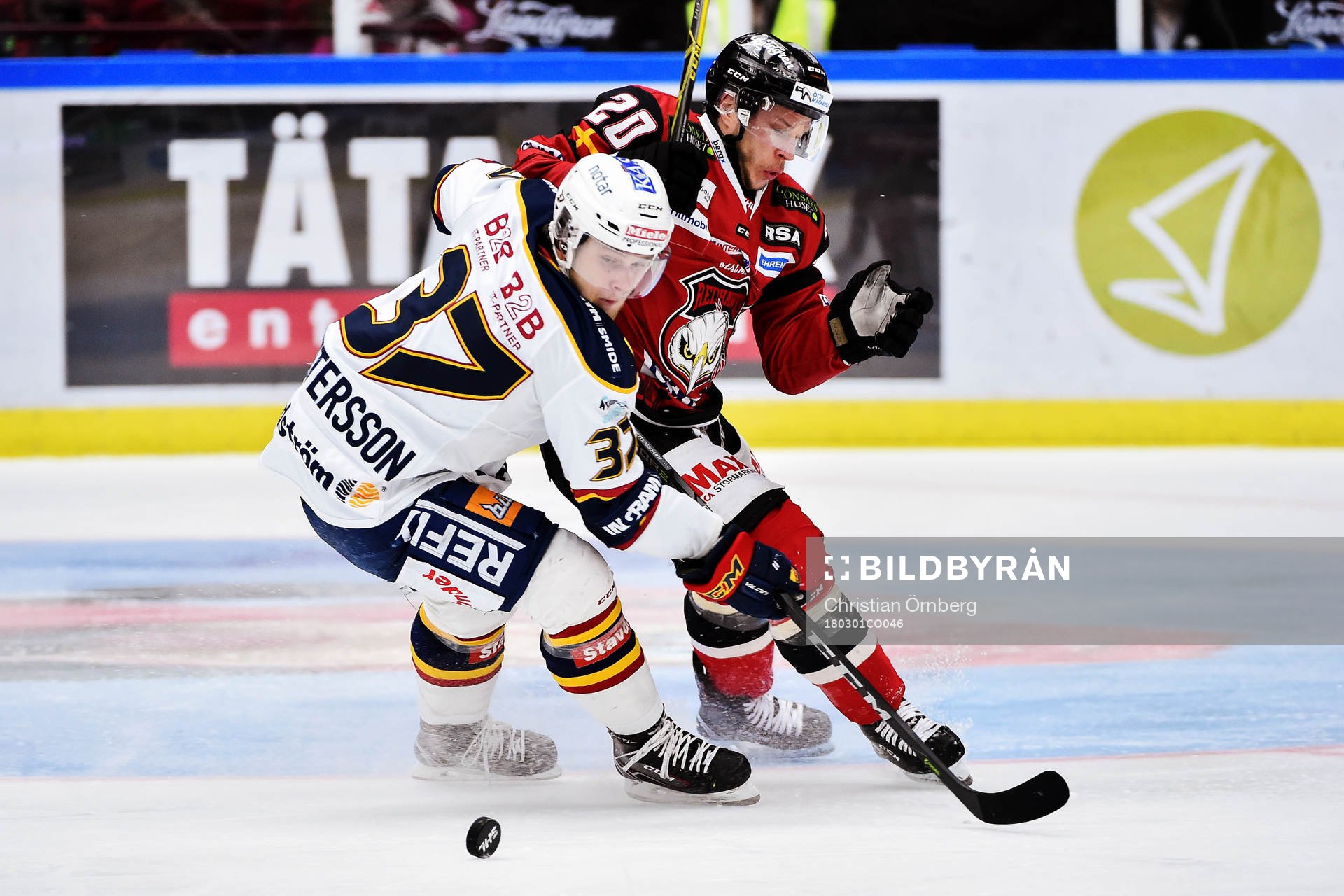 Djurgårdens Jesper Pettersson och Malmö Redhawks Erik