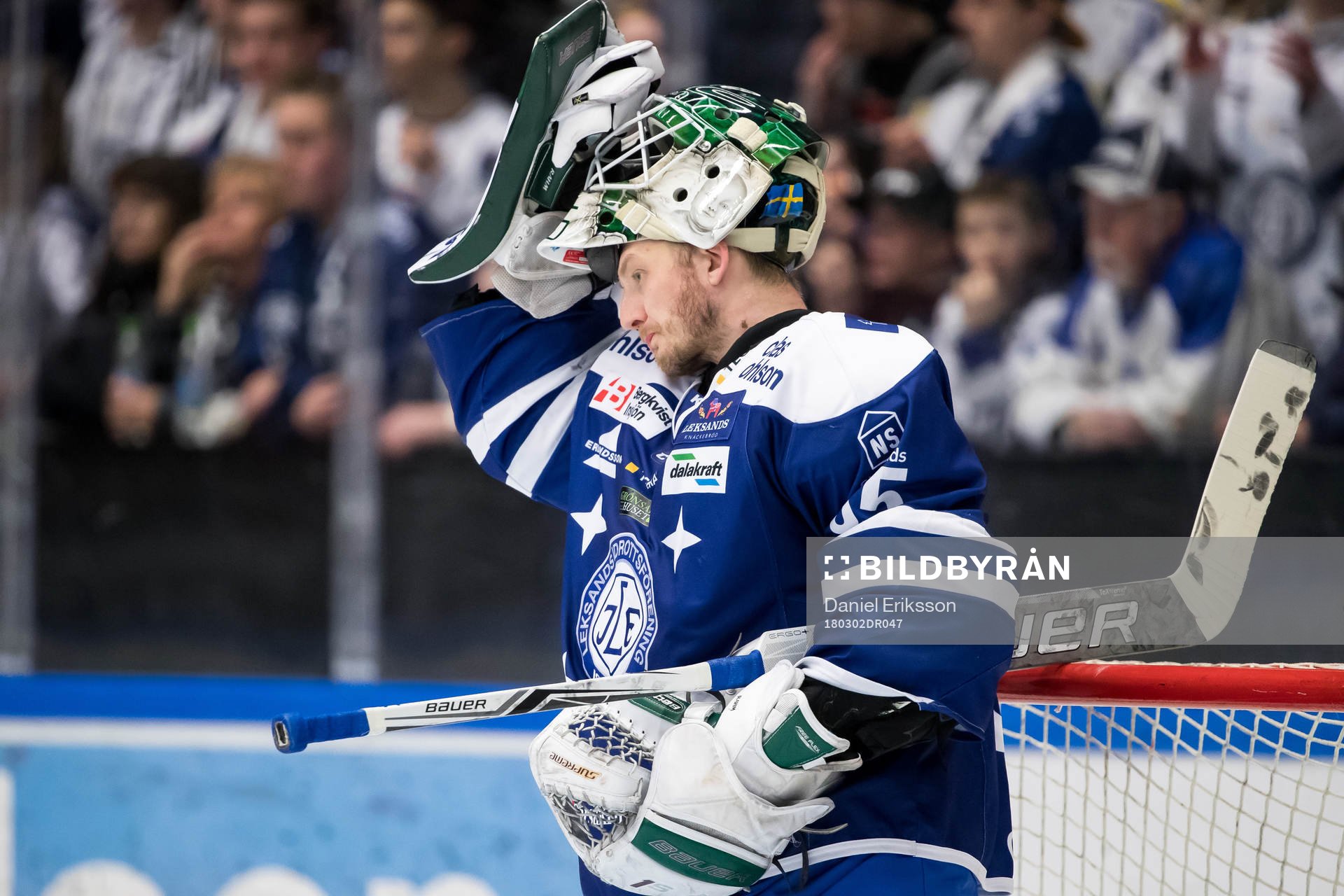 Leksands målvakt Robin Rahm  i ishockeymatchen i