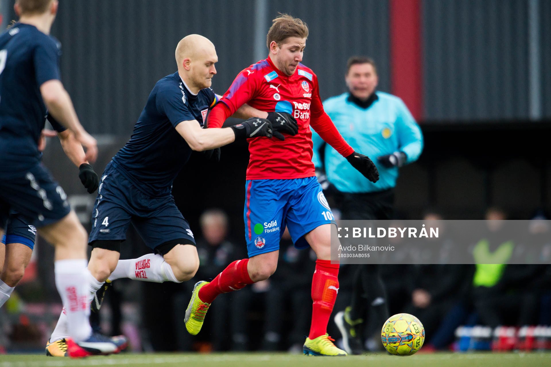 Helsingborgs Darijan Bojanic och Tvååkers Viktor Nilsson