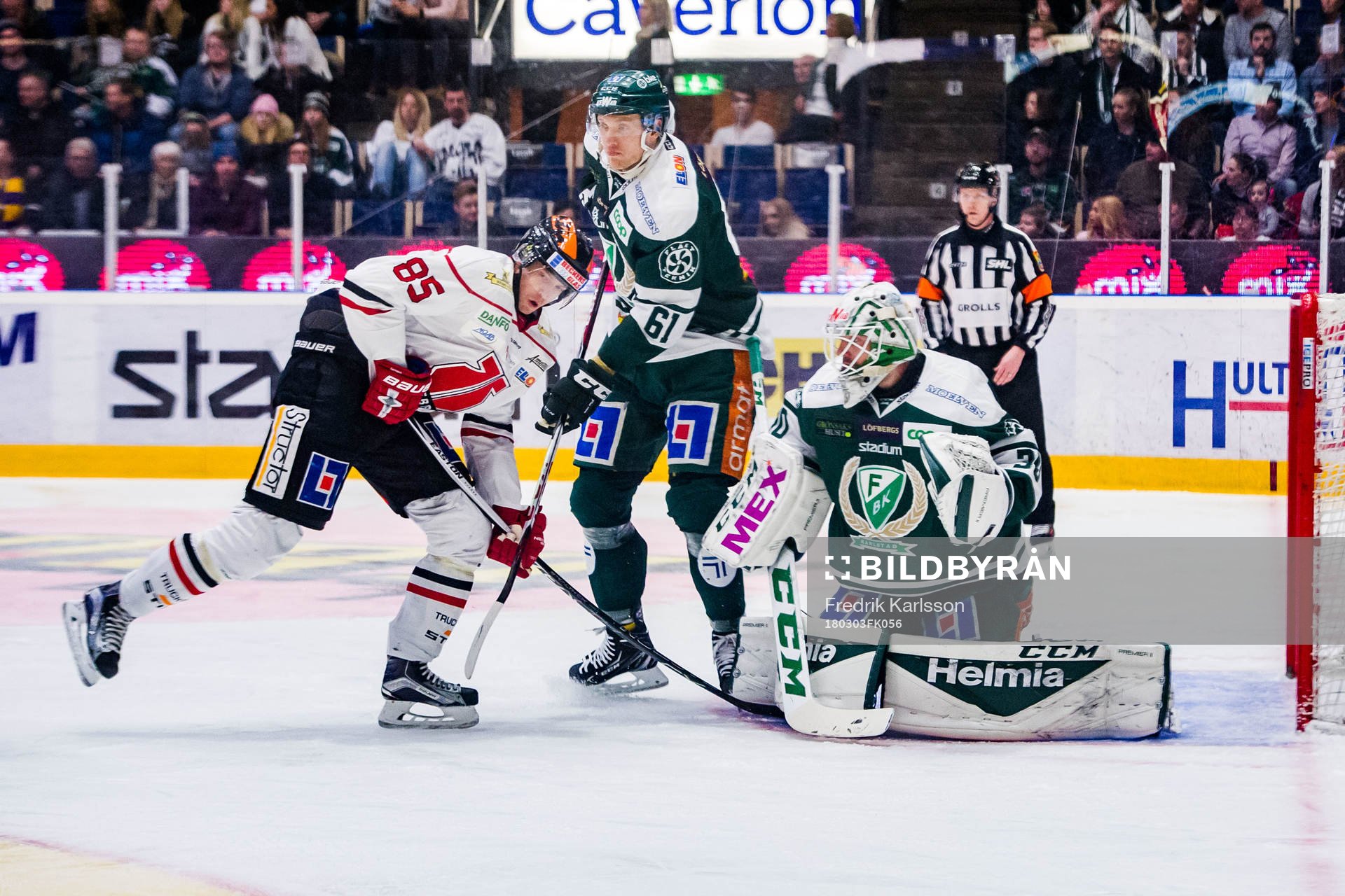 Örebros Kalle Olsson, Färjestads Johan Ryno och målvakt