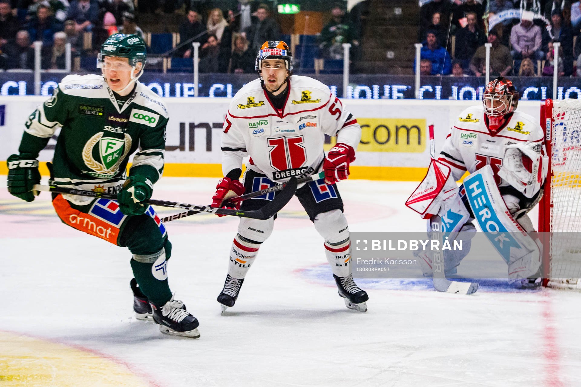 Färjestads Gustav Rydahl, Örebros Daine Todd och målvakt