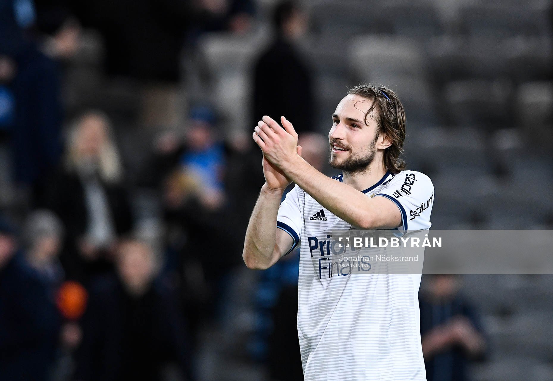 Djurgårdens Kevin Walker jublar efter fotbollsmatchen mellan Djurgården och Jönköpings Södra i svenska cupen den 3 mars 2018 i Stockholm.