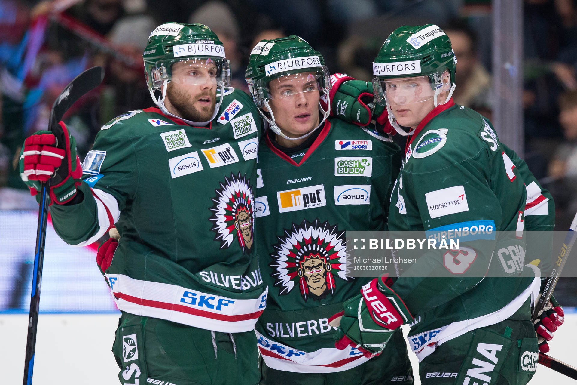 Frölundas Victor Olofsson jublar ihop med Jan Mursak och