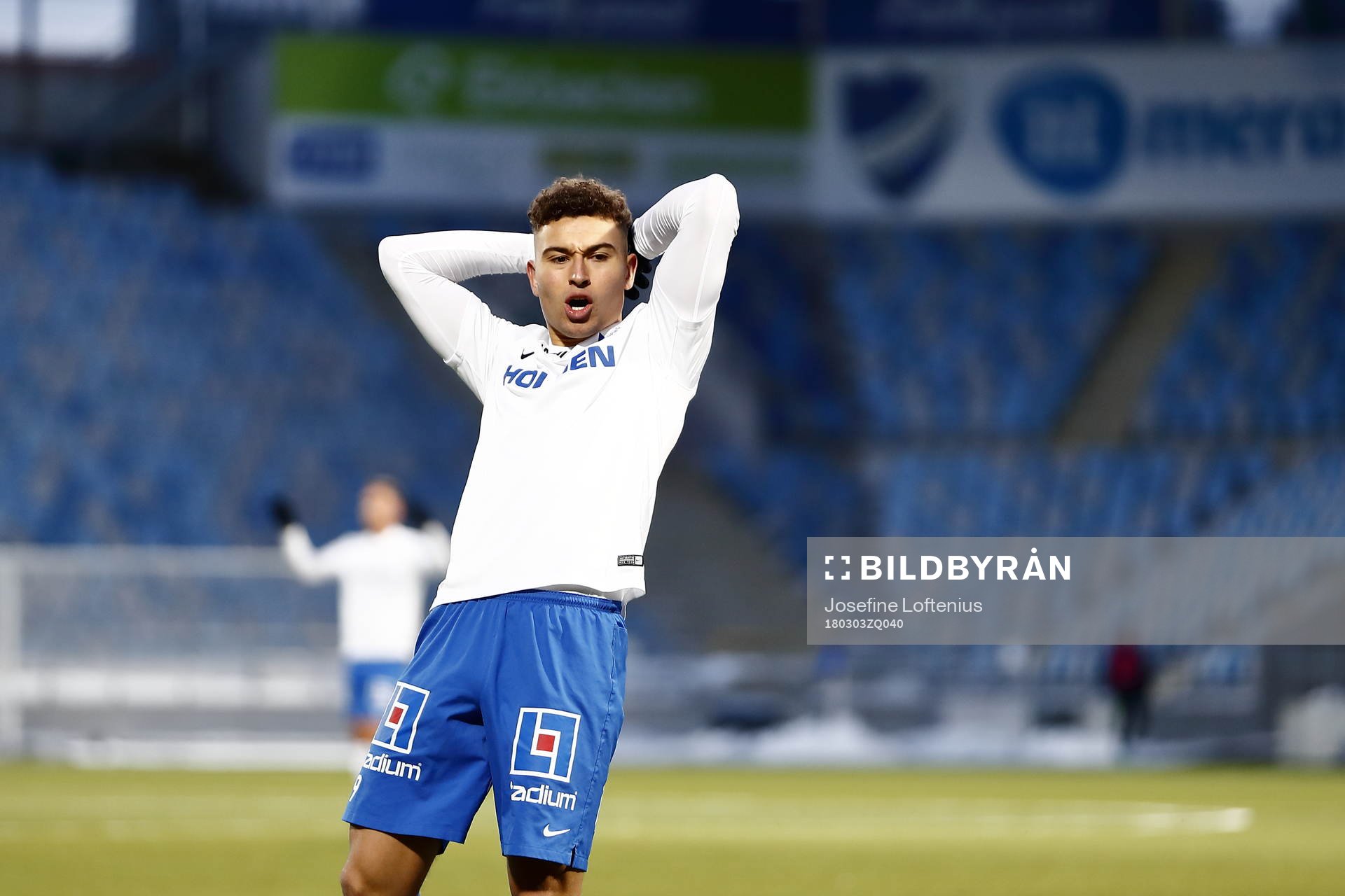 Norrköpings Jordan Larsson reagerar