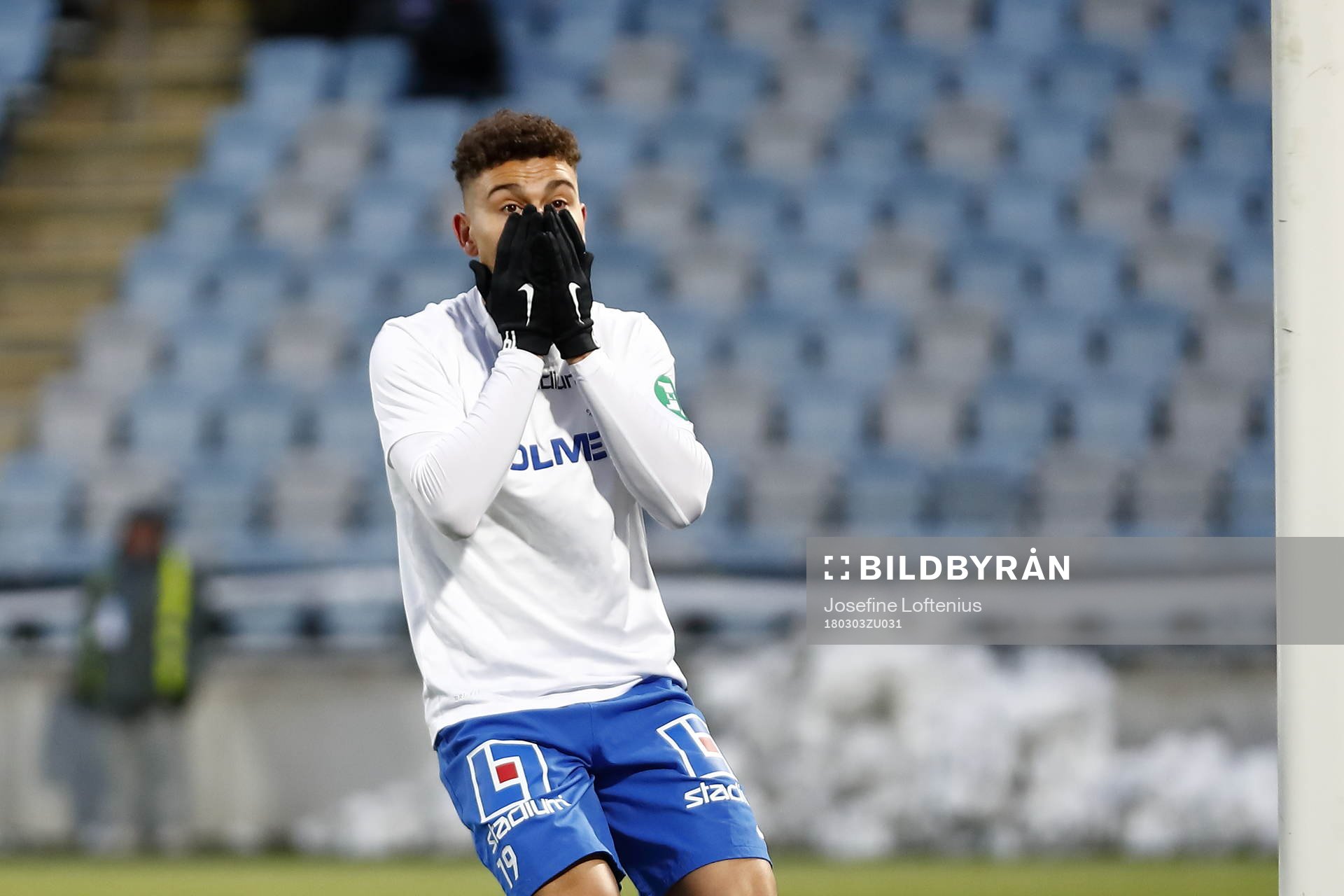 Norrköpings Jordan Larsson reagerar