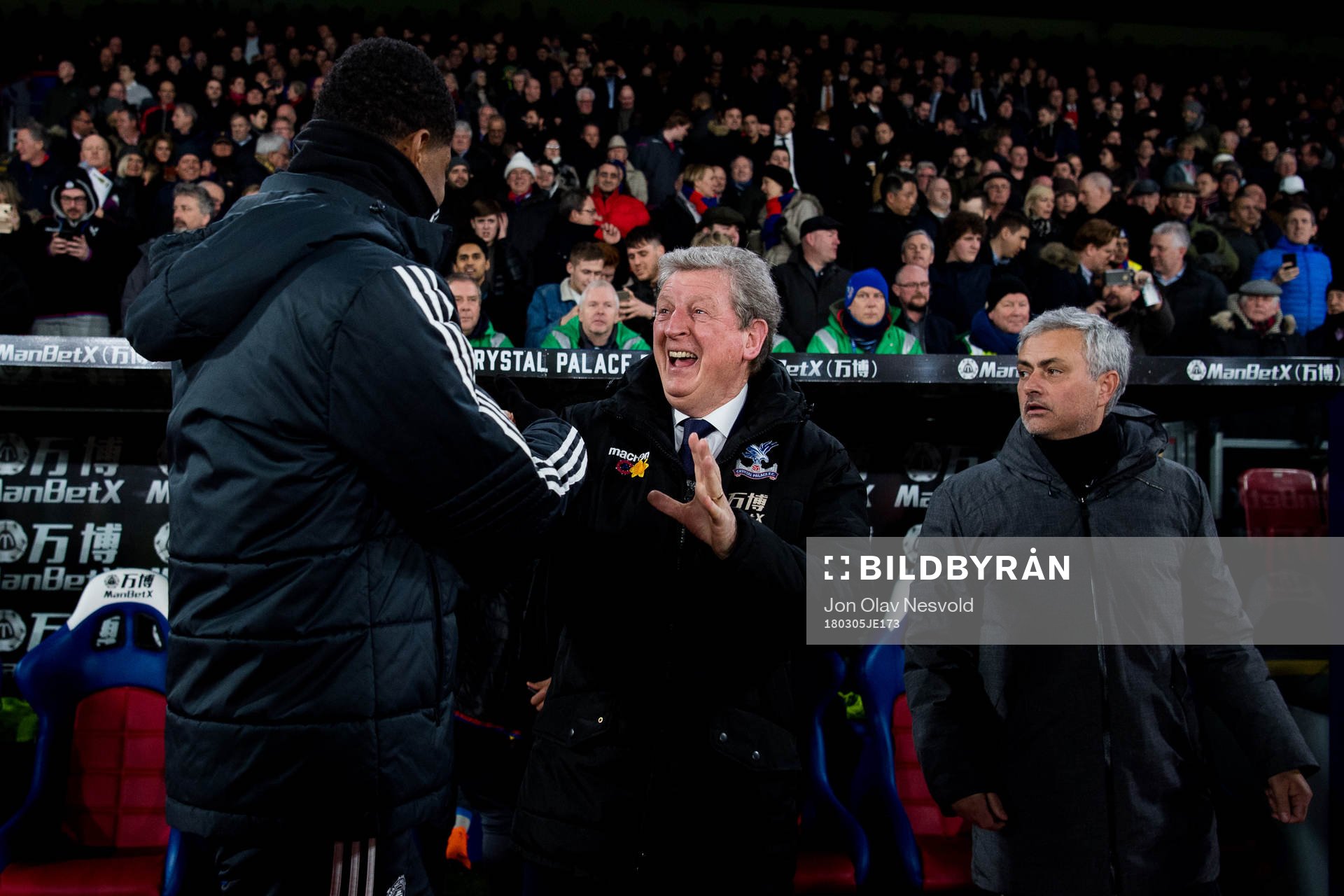 Roy Hodgson, coach of Crystal Palace, and José Mourinho,