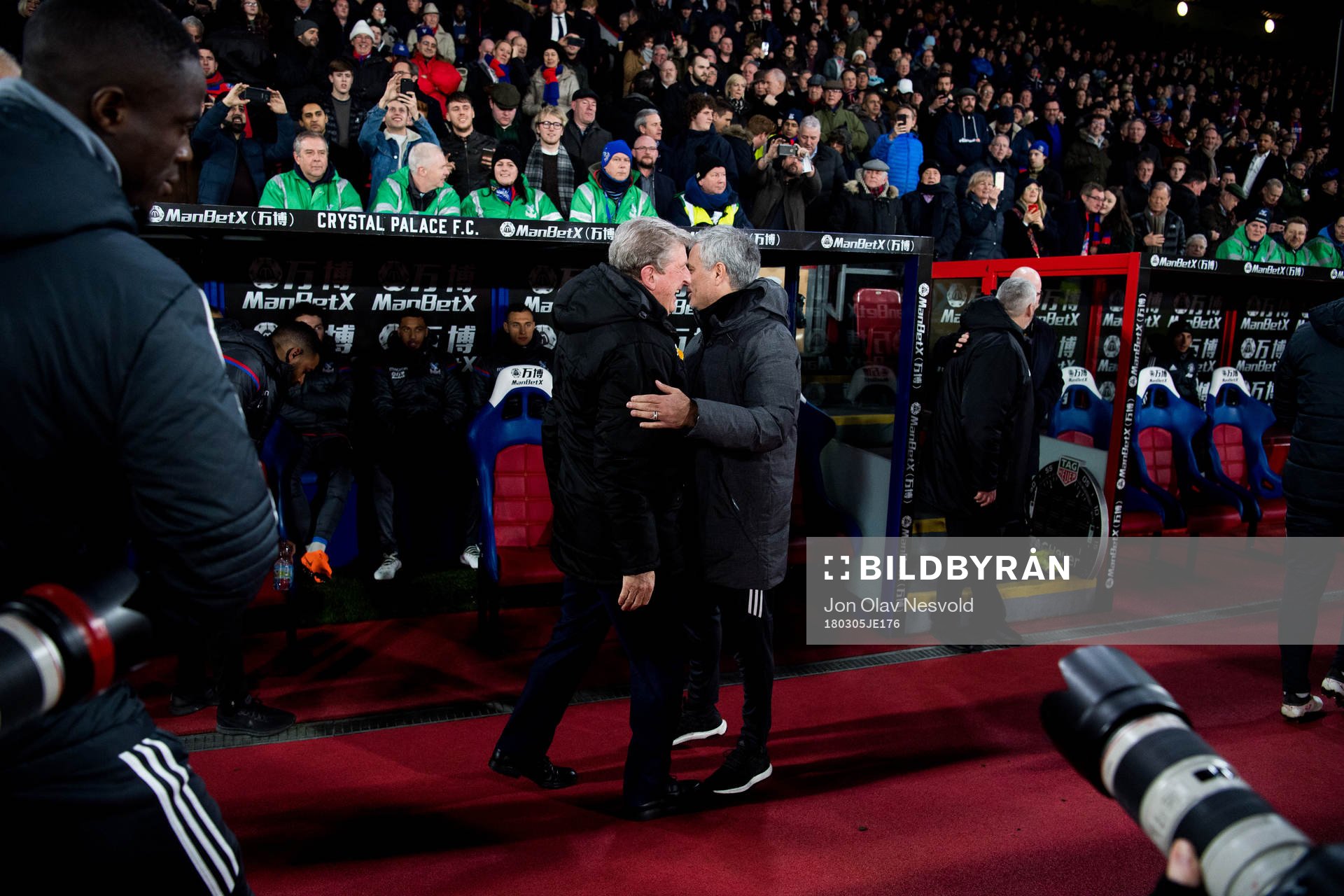 Roy Hodgson, coach of Crystal Palace, and José Mourinho,