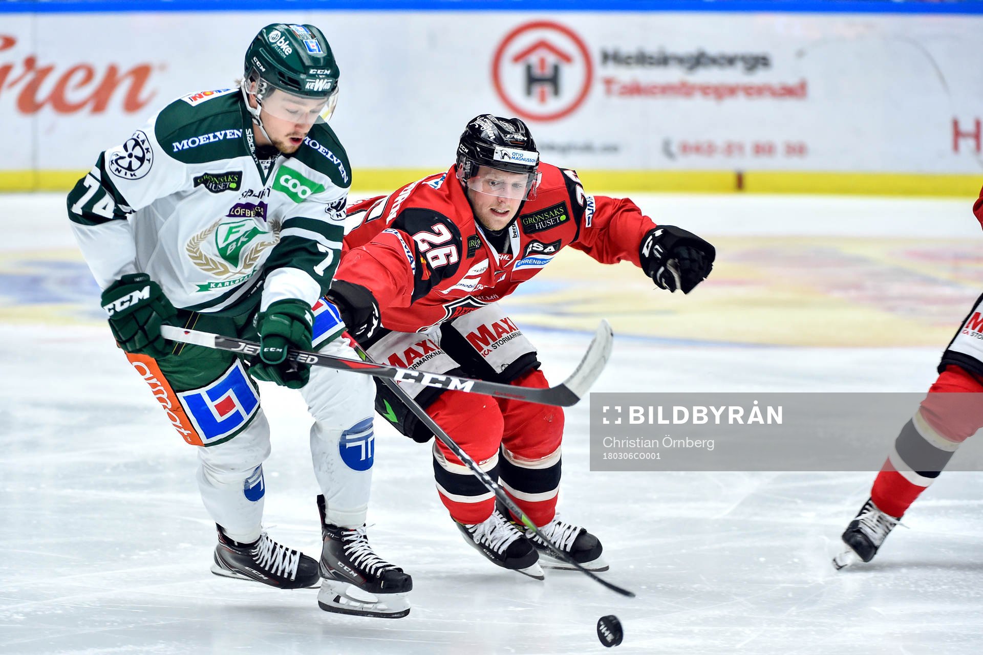 Färjestads Rasmus Asplund och Malmö Redhawks Axel