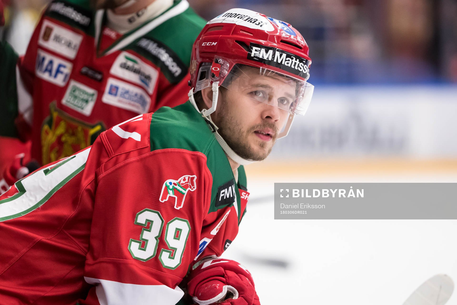 Moras Jacob Nilsson  i ishockeymatchen i SHL mellan Mora