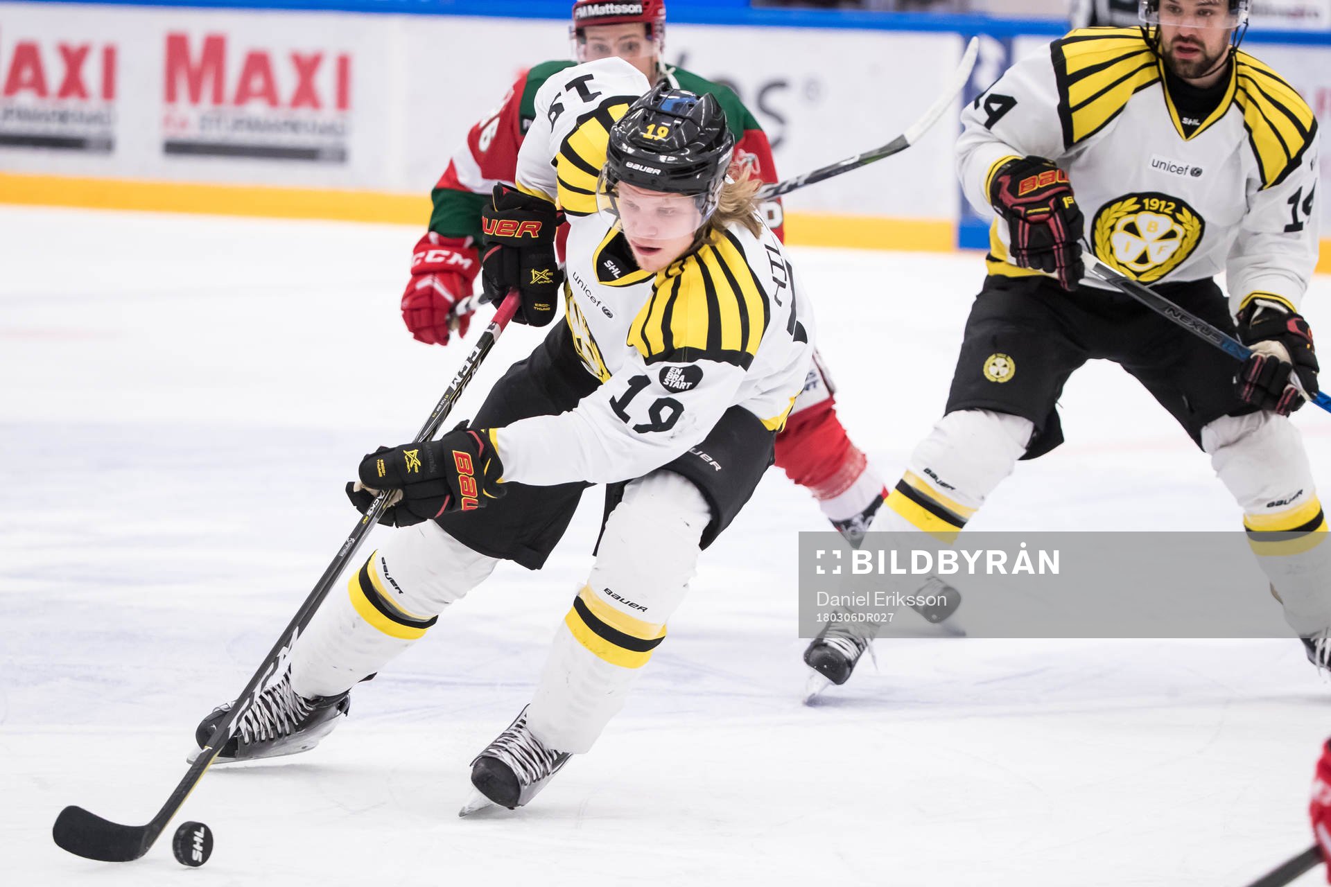 Brynäs Ludvig Nilsson  i ishockeymatchen i SHL mellan Mora