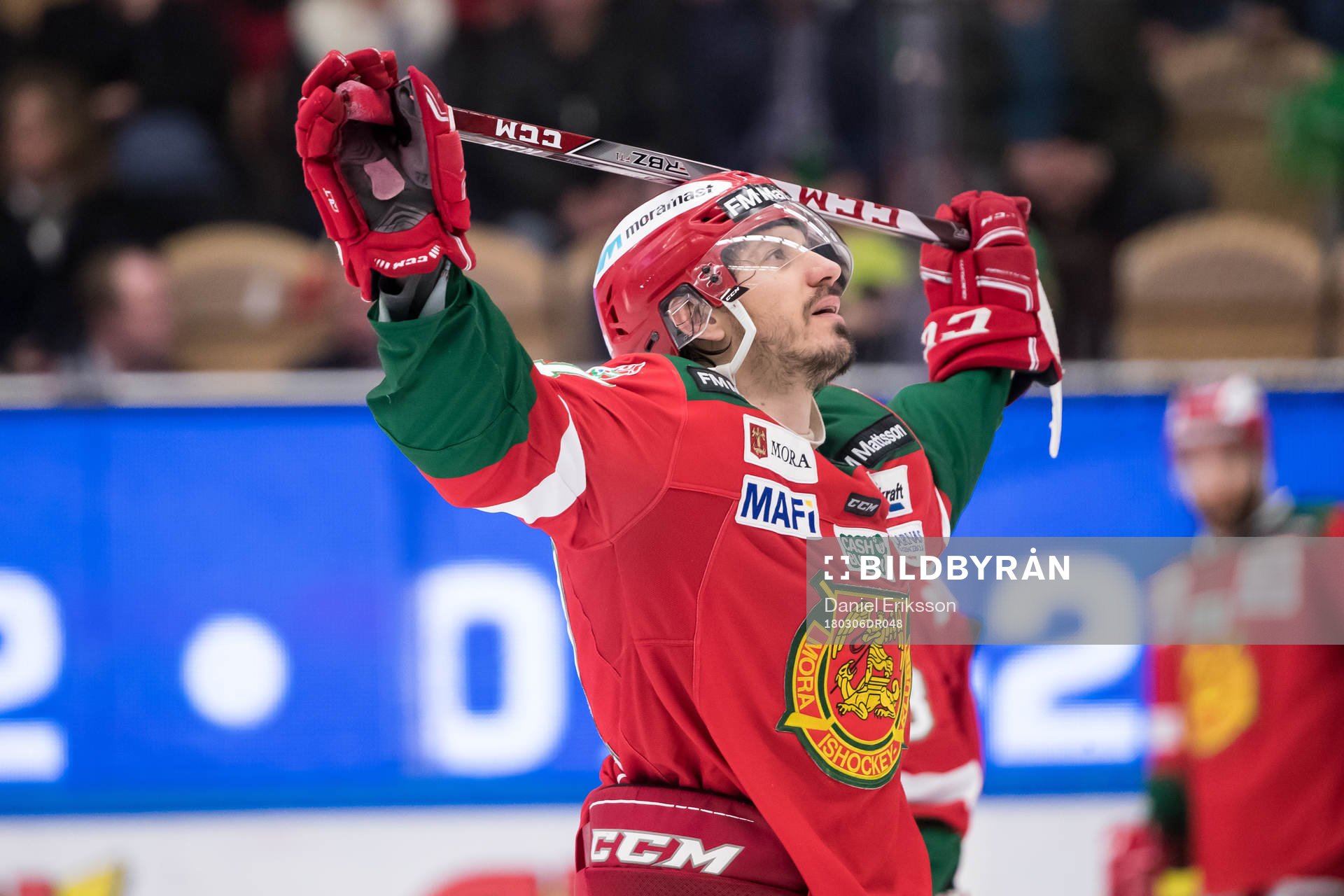 Moras Keaton Ellerby  i ishockeymatchen i SHL mellan Mora