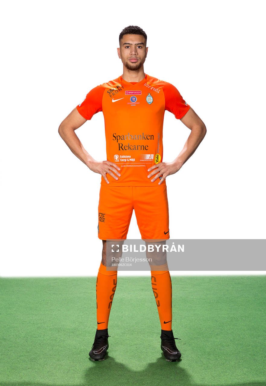 AFC Eskilstunas Aaron Zahui poserar för ett porträtt den 6 mars 2018 i Eskilstuna.
