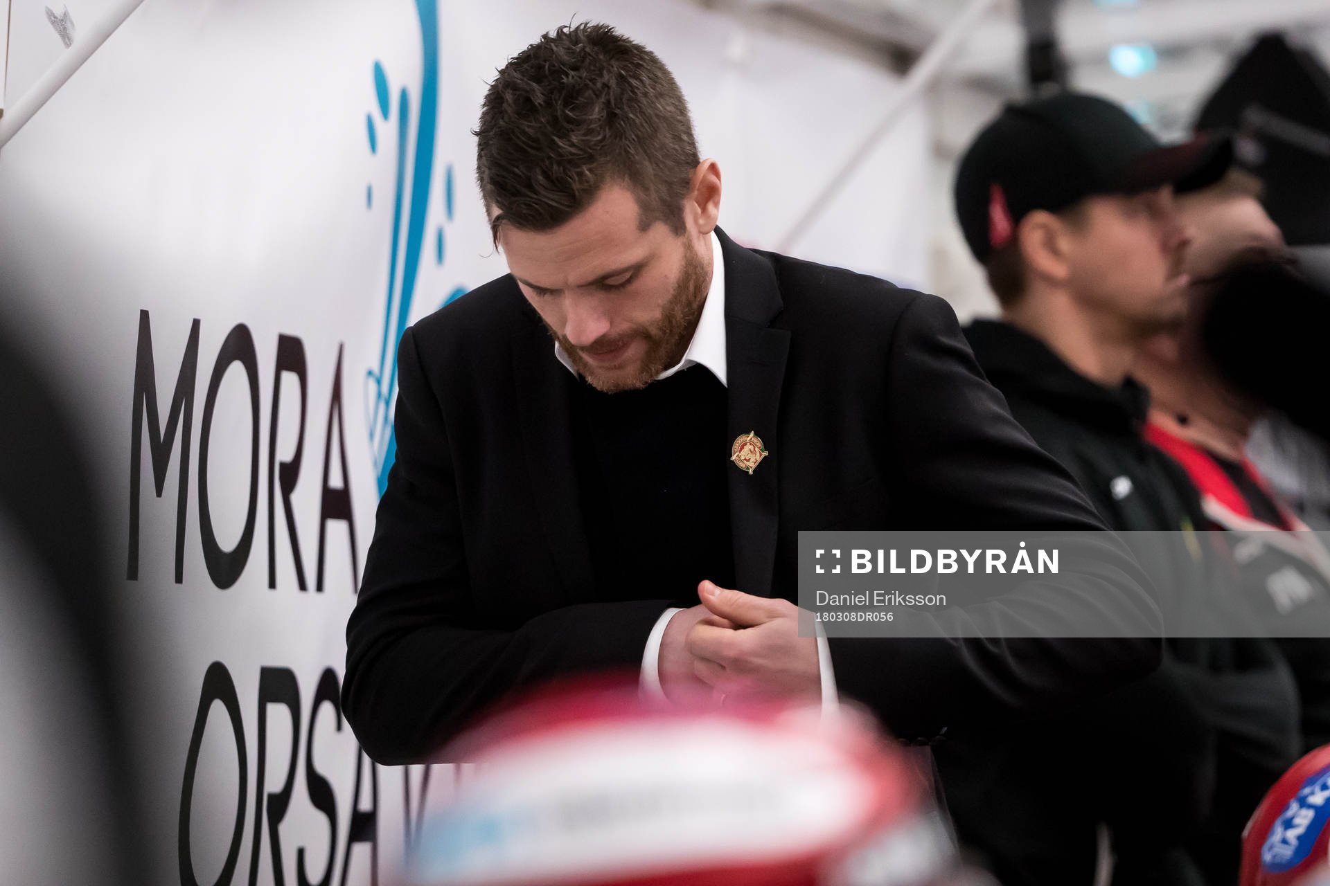 Moras Daniel Hermansson i ishockeymatchen i SHL mellan Mora