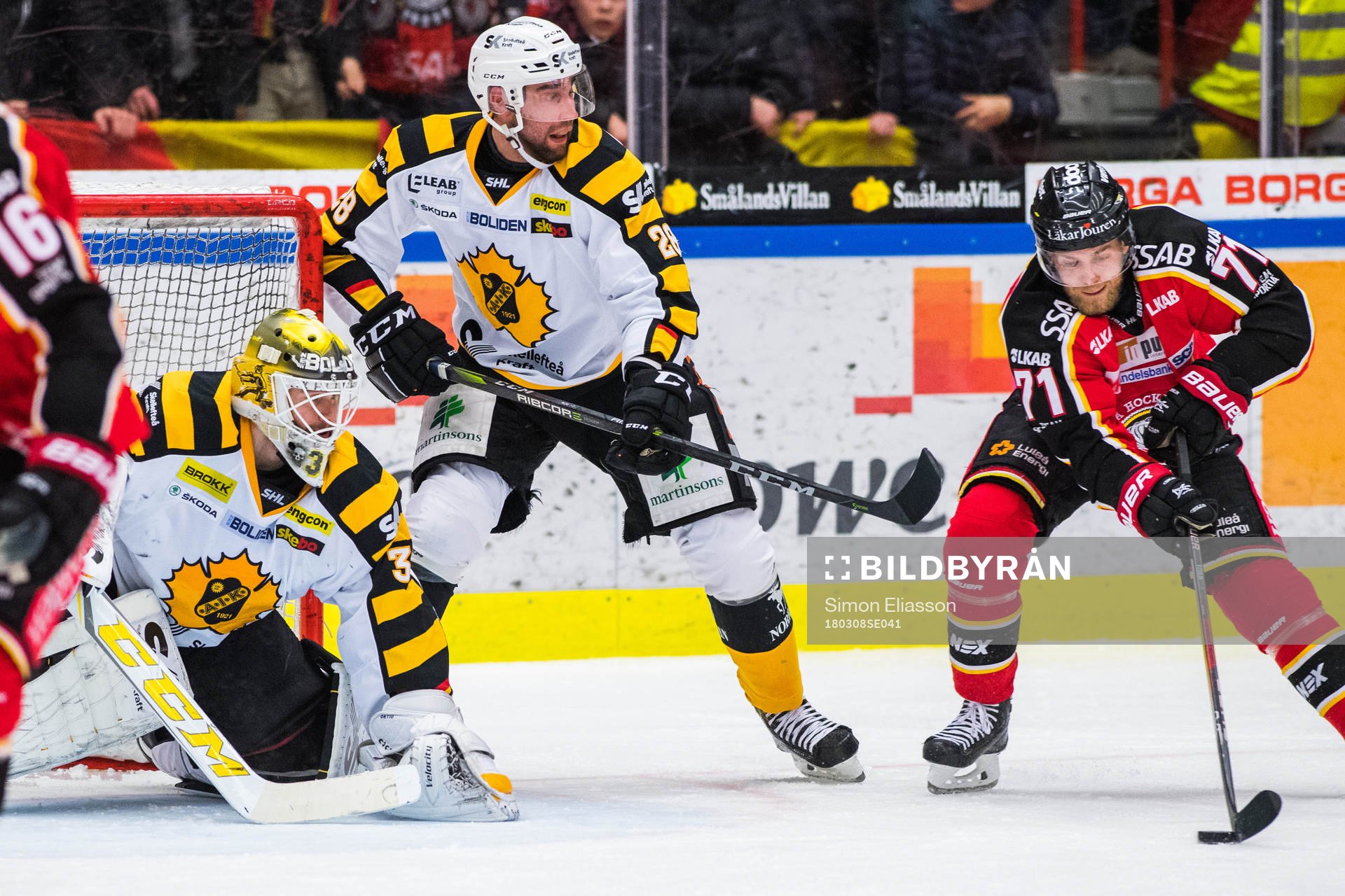 Skellefteås målvakt Joni Ortio och Luleås Patrick Cehlin