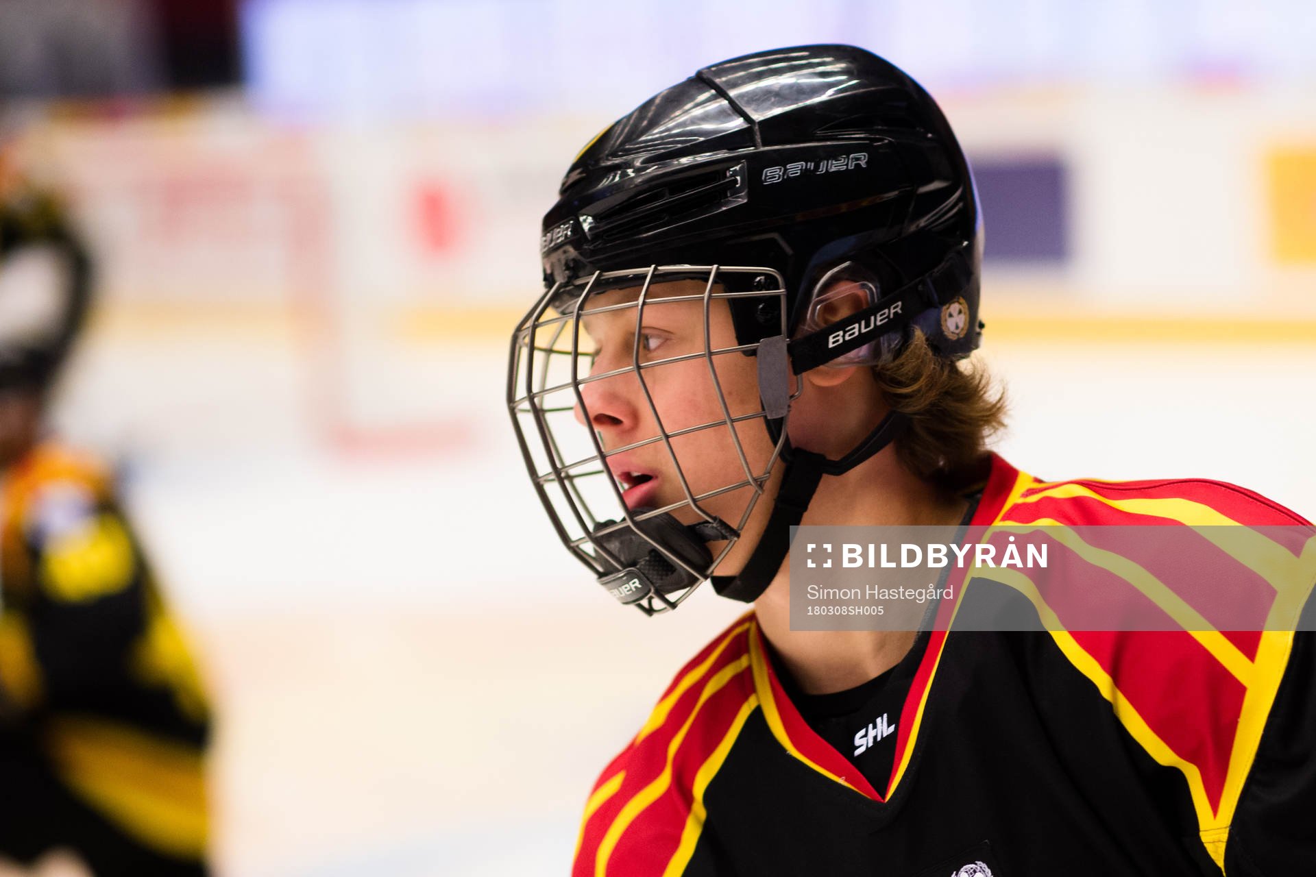 Brynäs Adam Boqvist före ishockeymatchen i SHL mellan