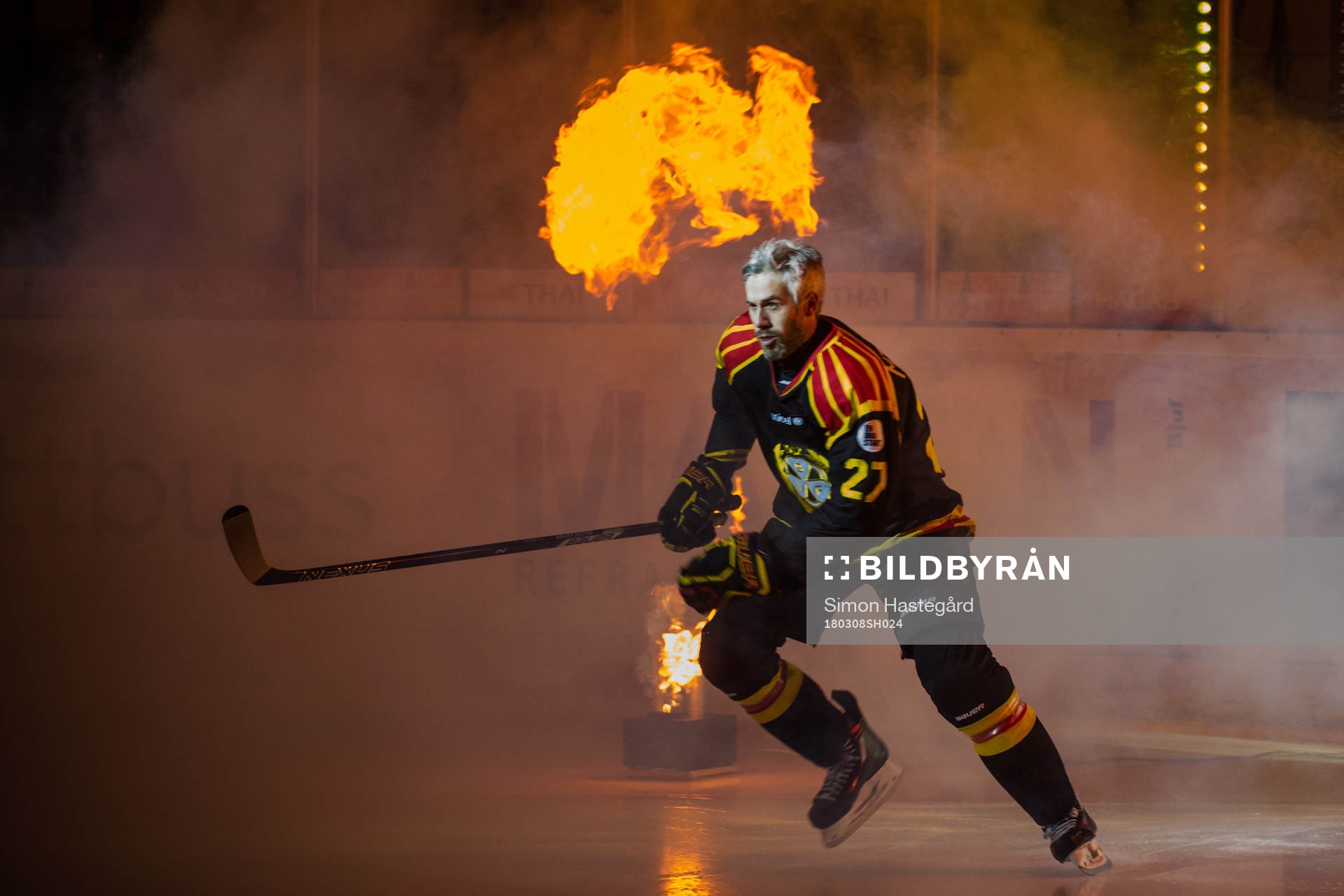 Brynäs Drew Miller före ishockeymatchen i SHL mellan