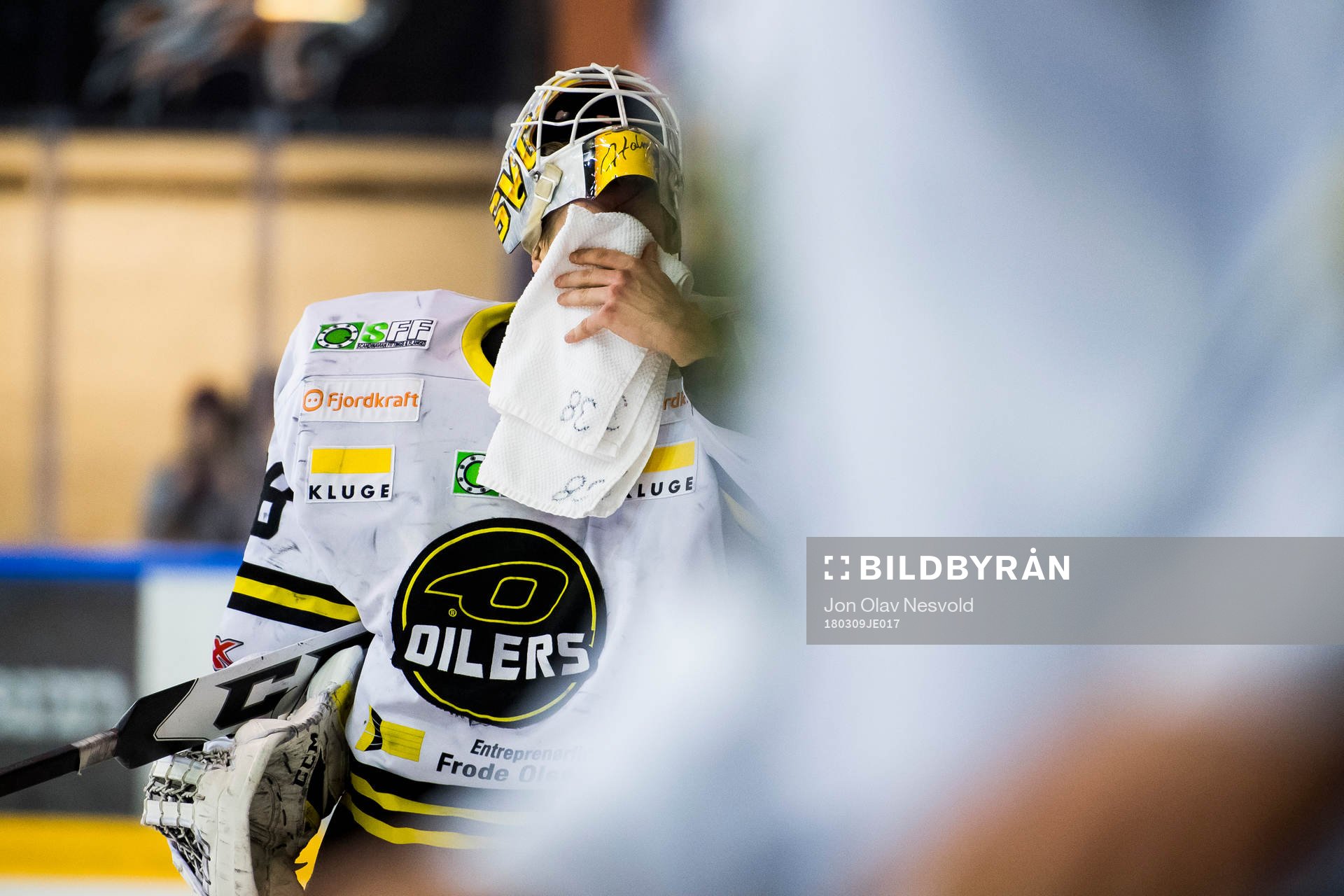 Goaltender Henrik Holm of Stavanger Oilers looks dejected