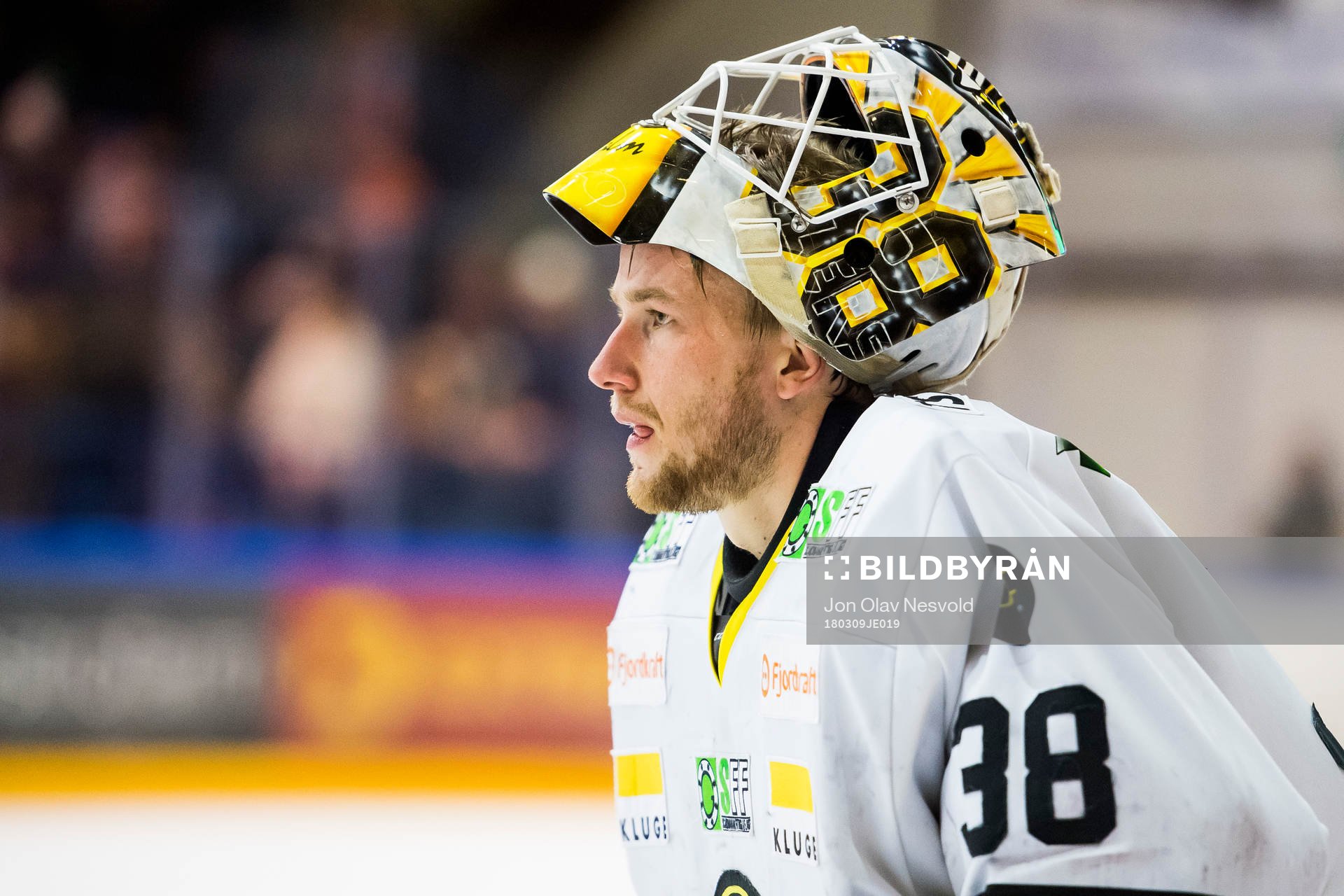 Goaltender Henrik Holm of Stavanger Oilers looks dejected