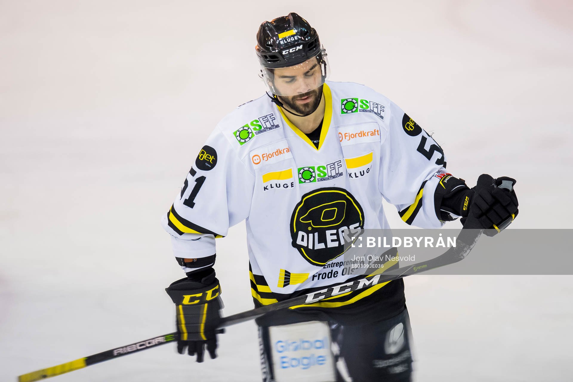 Philippe Cornet of Stavanger Oilers looks dejected