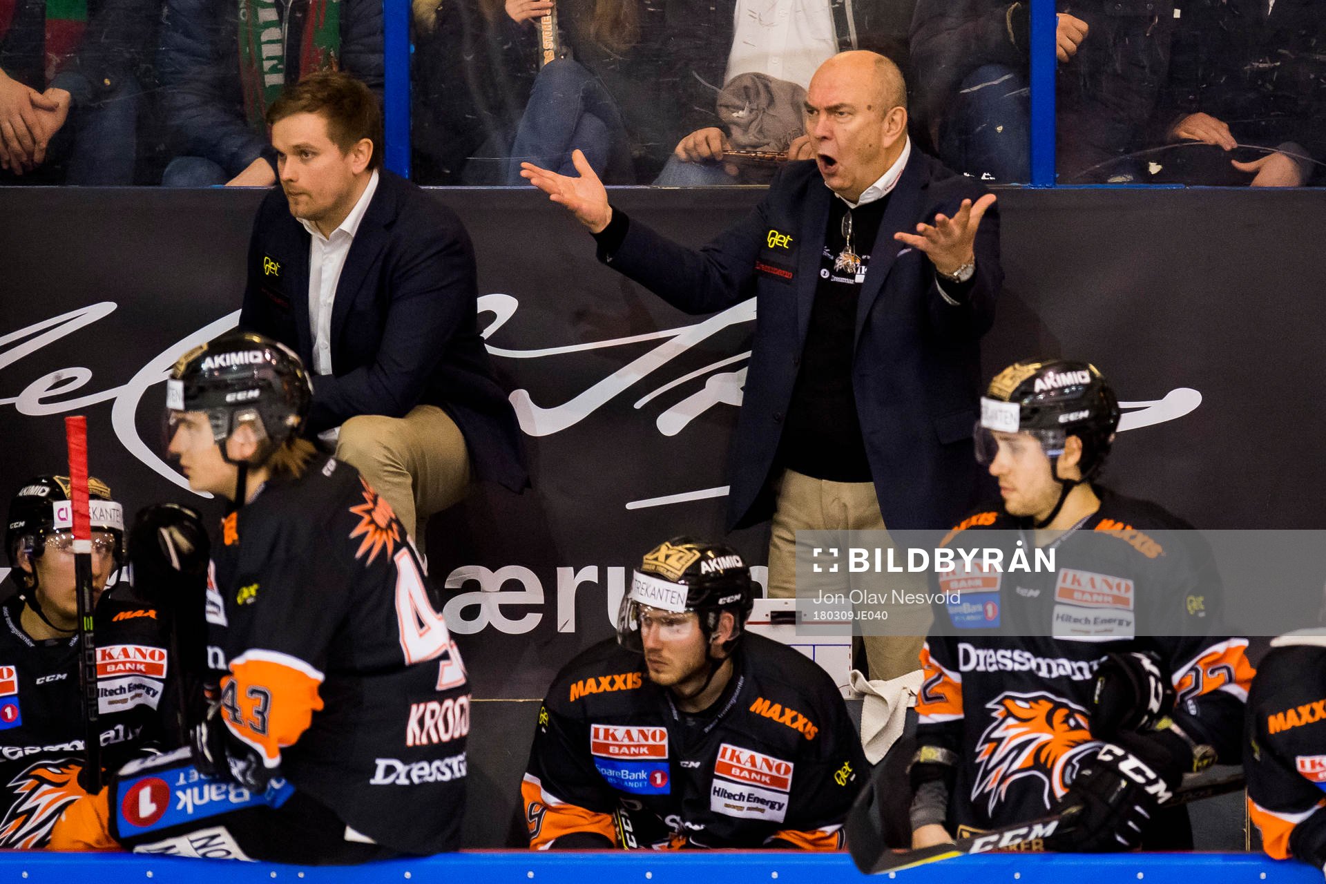 Sune Bergman, head coach of Frisk Asker, reacts