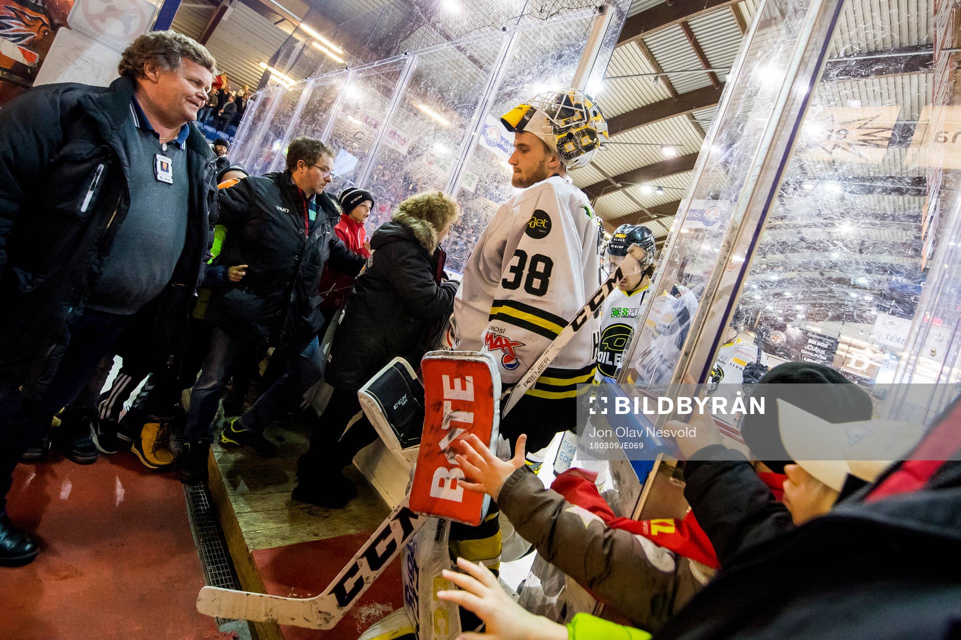 Goaltender Henrik Holm of Stavanger Oilers looks dejected
