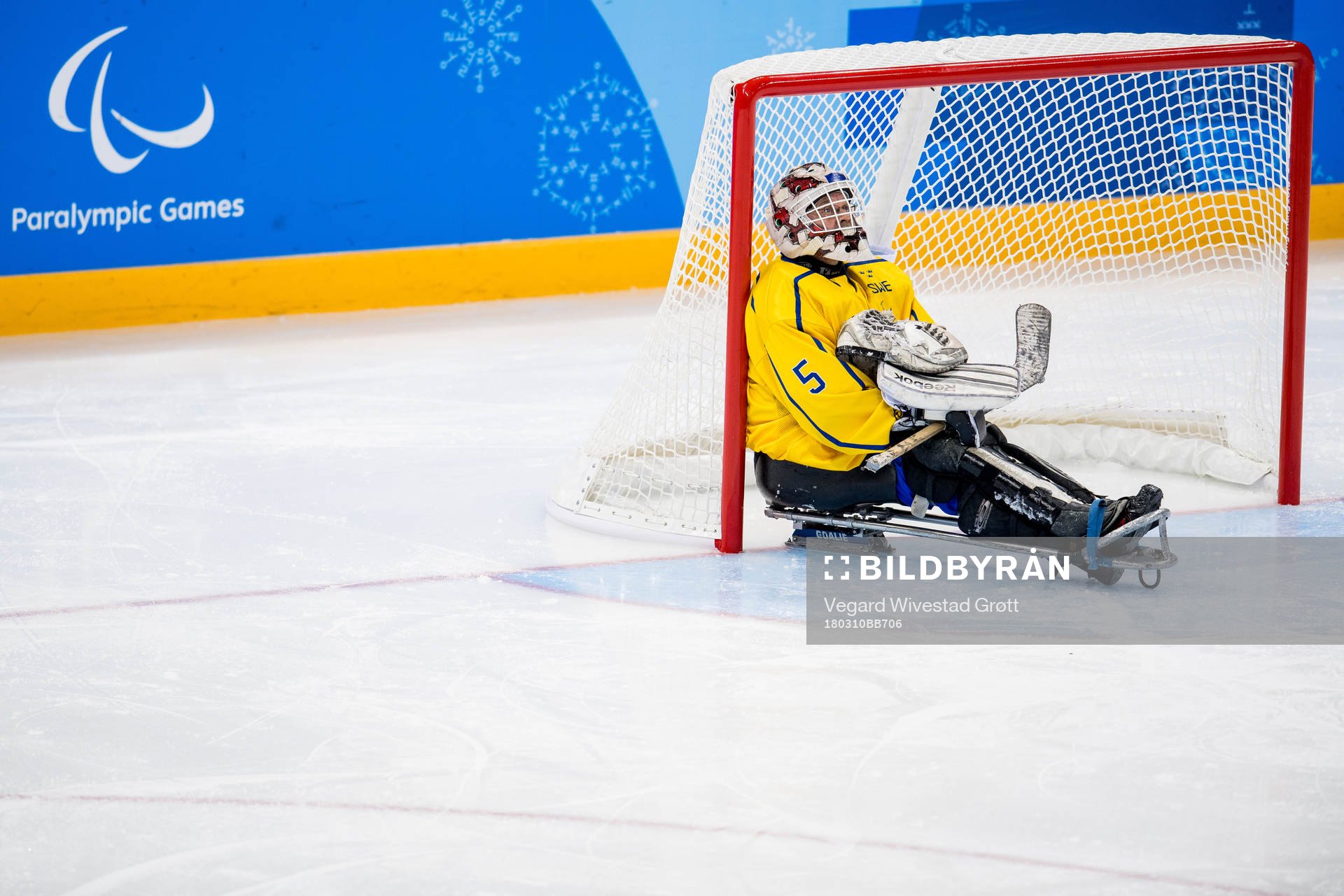 Goaltender Ulf Nilsson of Sweden looks dejected