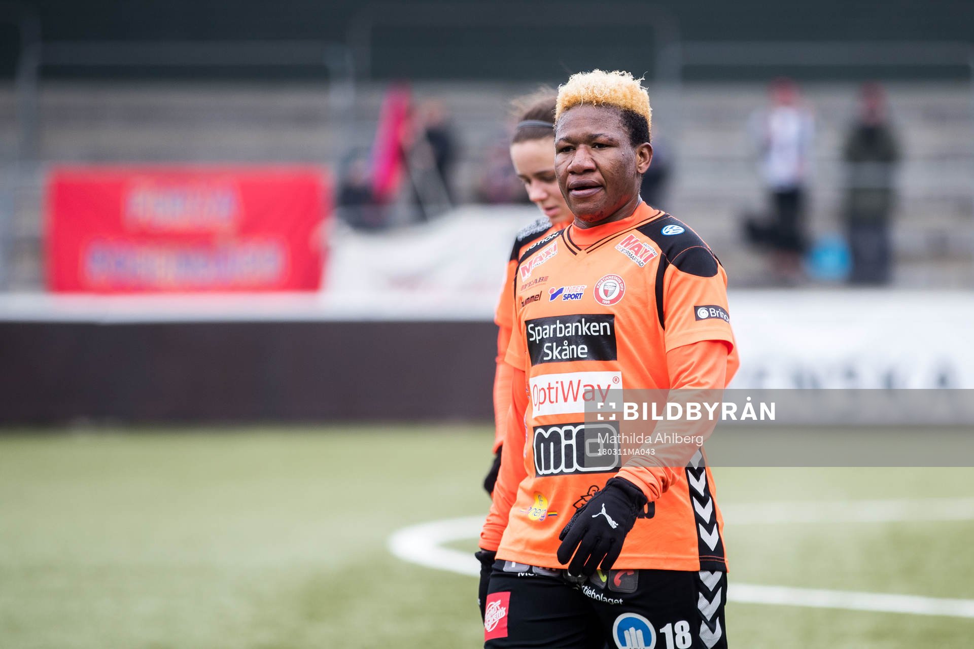 Kristianstads Rita Chikwelu under fotbollsmatchen i Svenska cupen mellan Rosengård och Kristianstad den 11 mars 2018 i Malmö.