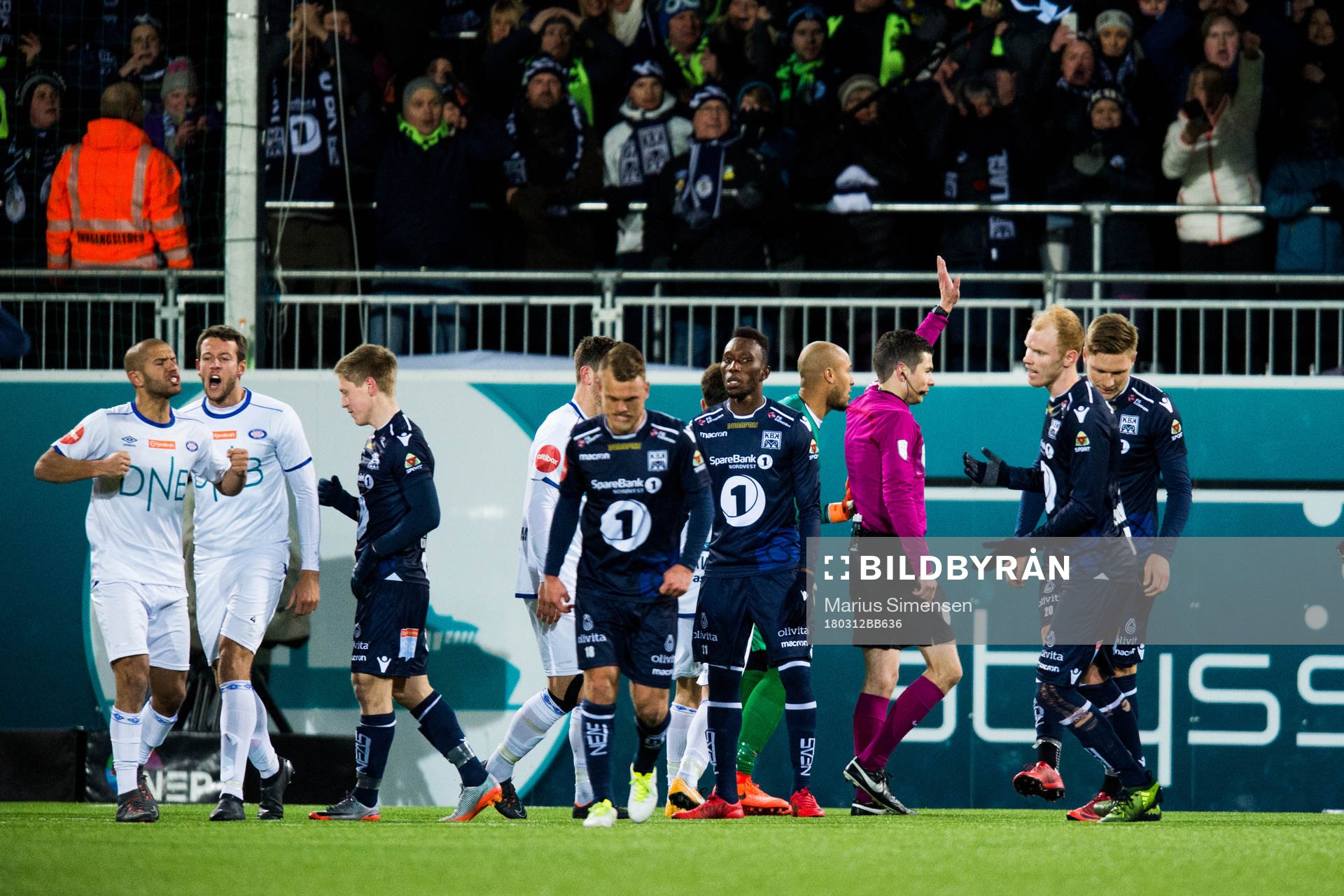 Kristiansund is awarded a penalty by referee Tore Hansen
