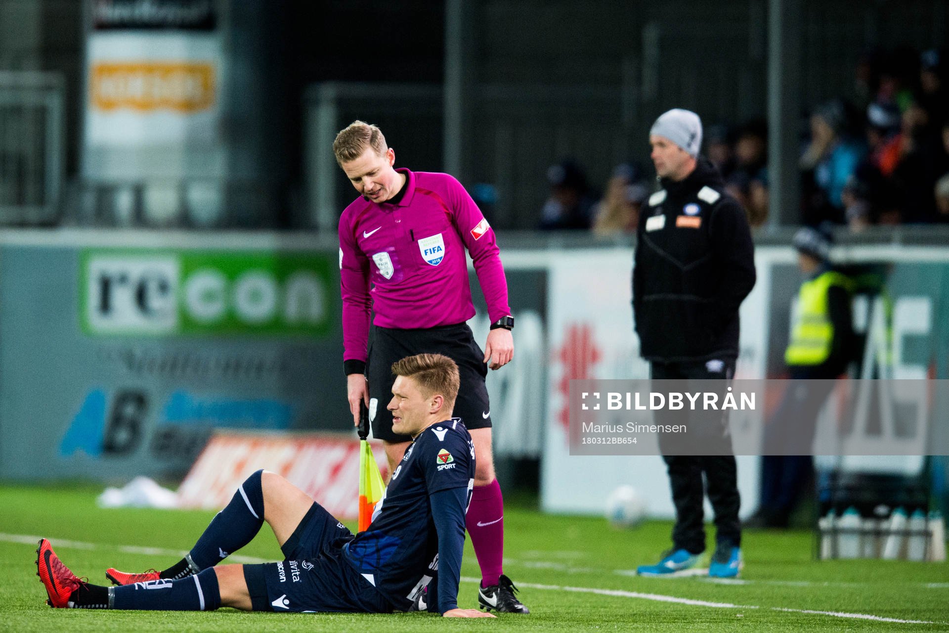 Benjamin Stokke of Kristiansund with an injury