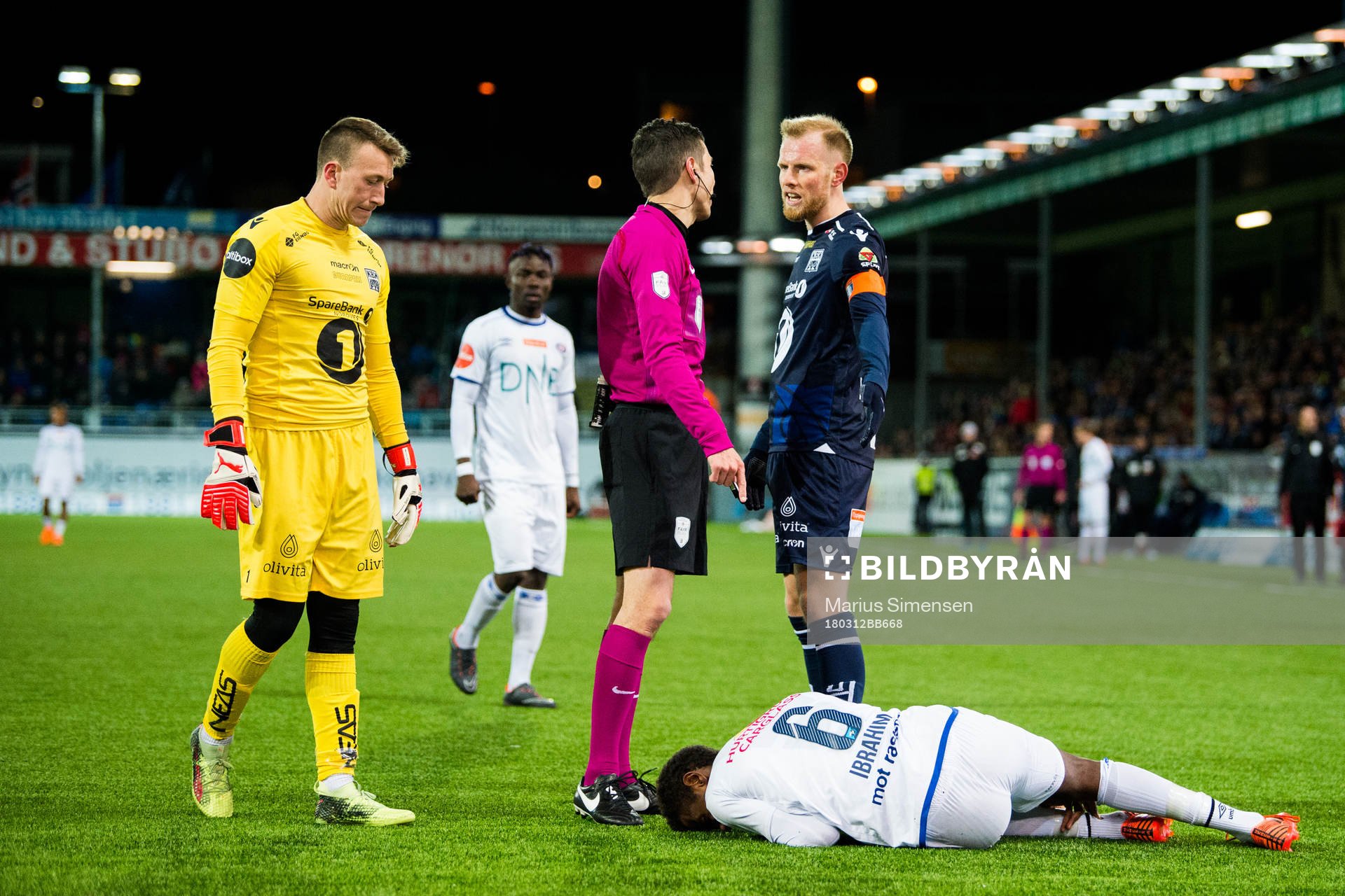 Goalkeeper Sean McDermott of Kristiansund, Tore Hansen,