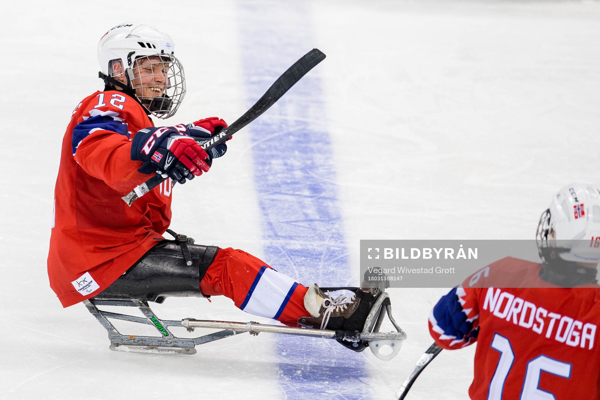 Magnus Bøgle of Norway celebrates with teammate Knut