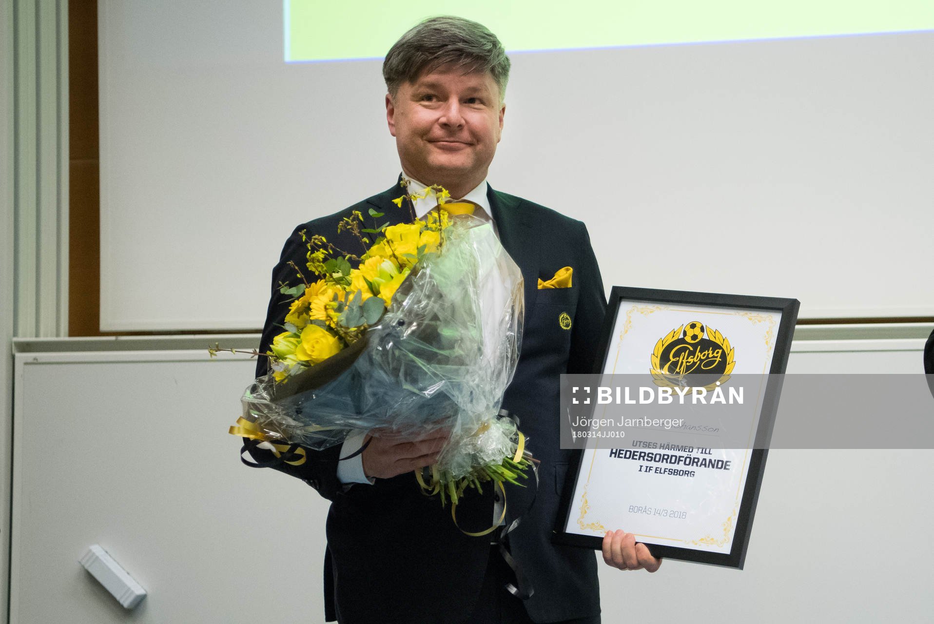 Elfsborgs avgående ordförande Bo Johansson utsågs till hedersordförande under det Allsvenska fotbollslaget Elfsborgs årsmöte den 14 mars 2018 i Borås.