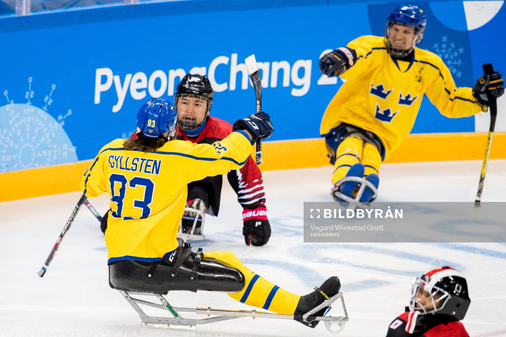 Maximillian Gyllsten of Sweden celebrates scoring 1-0
