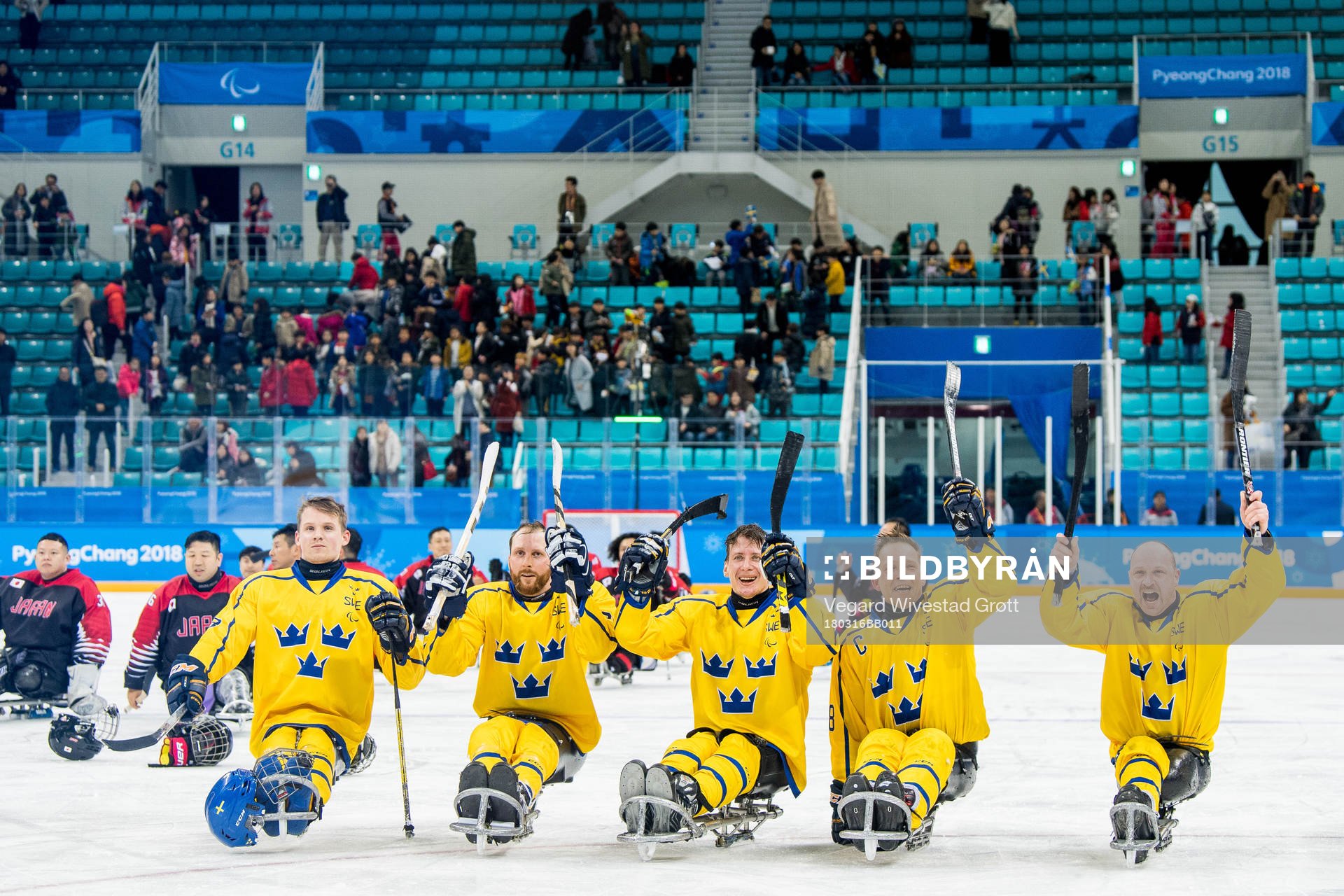 Players of Sweden celebrate