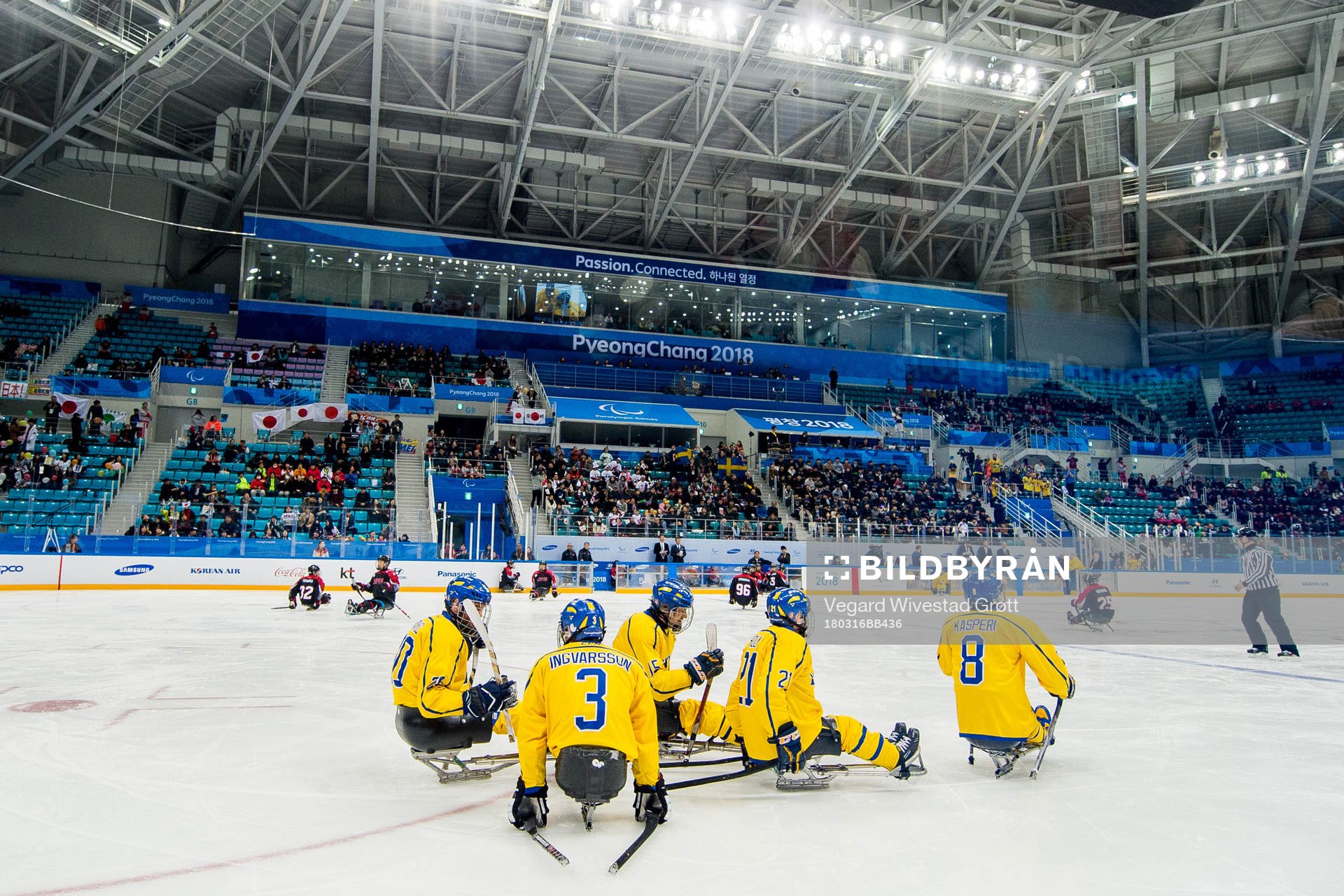 Niklas Ingvarsson of Sweden celebrates with teammates