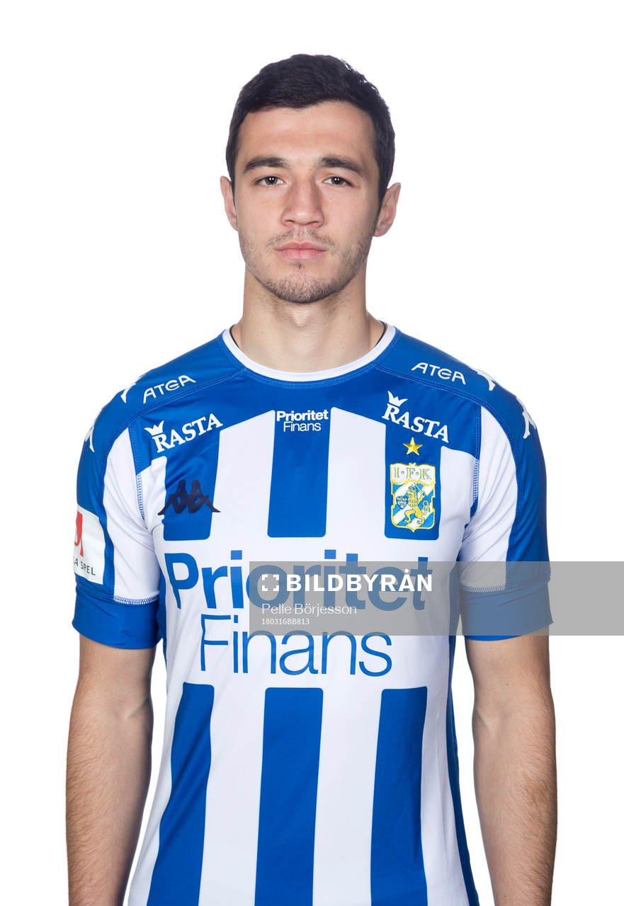 IFK Göteborgs Giorgi Kharaishvili poserar för ett porträtt den 16 mars 2018 i Göteborg.