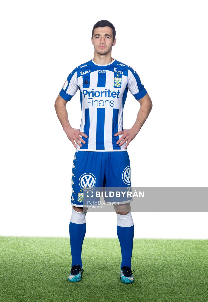 IFK Göteborgs Giorgi Kharaishvili poserar för ett porträtt den 16 mars 2018 i Göteborg.