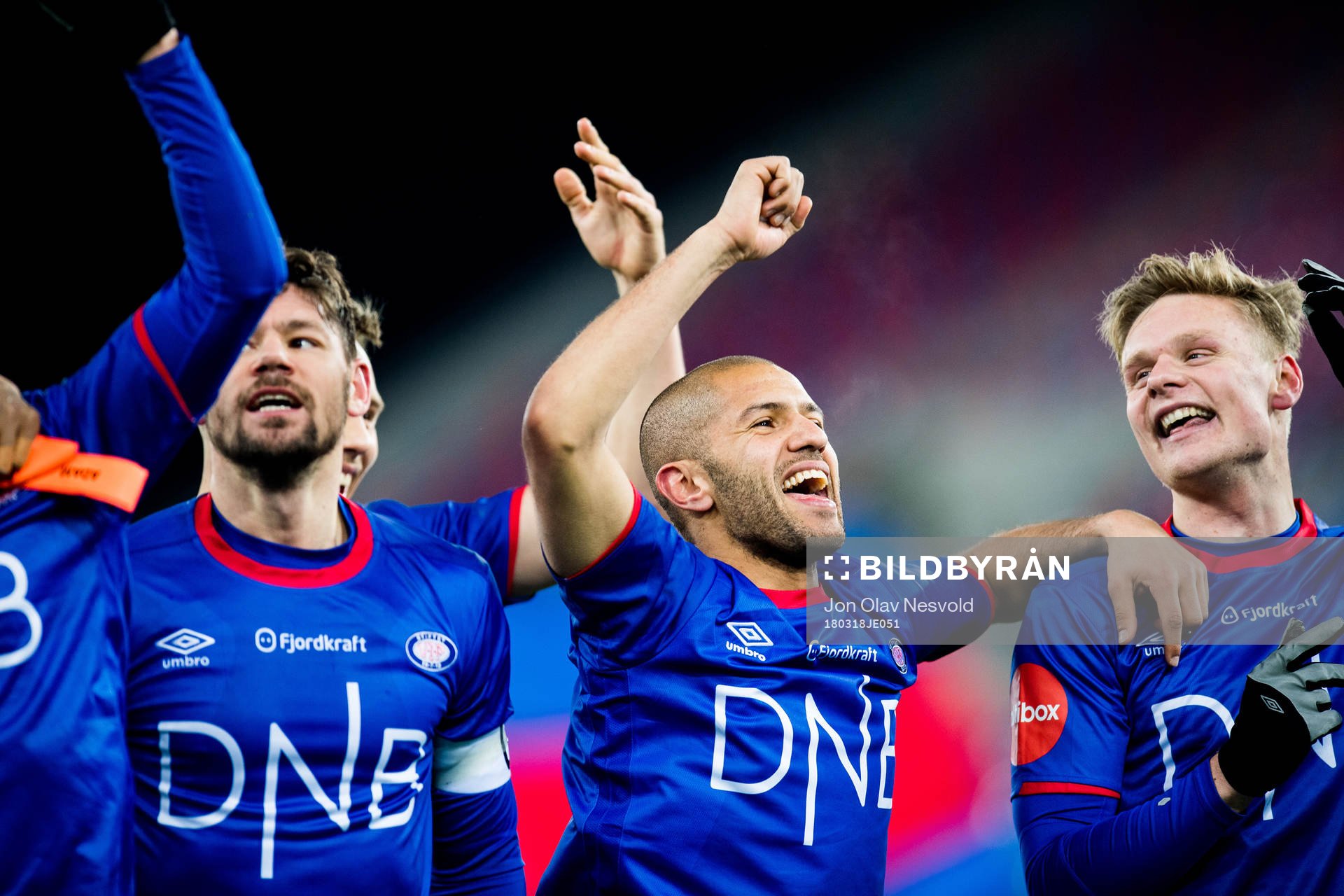 Daniel Fredheim Holm and Amin Nouri of Vålerenga celebrate