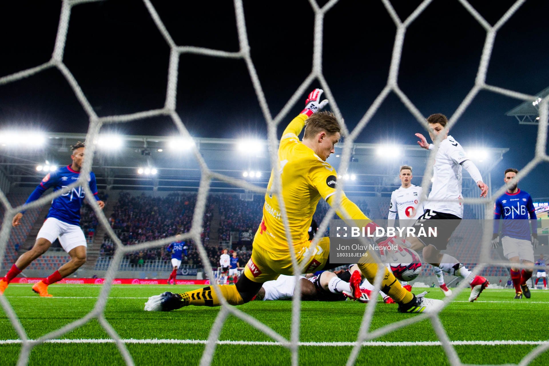 Goalkeeper Sondre Løvseth Rossbach of Odd with a save