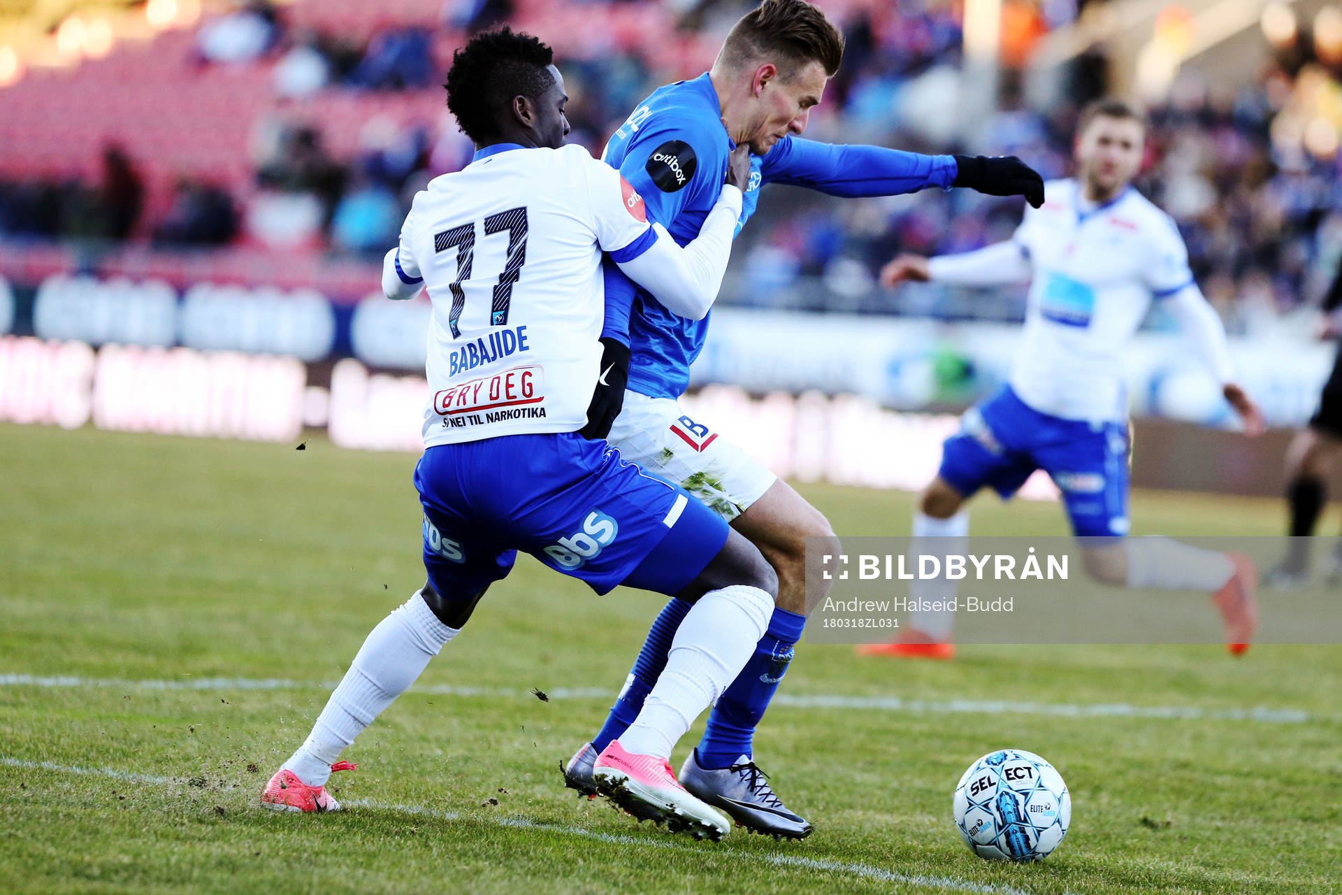 Christoffer Remmer of Molde and Babajide Akintola of