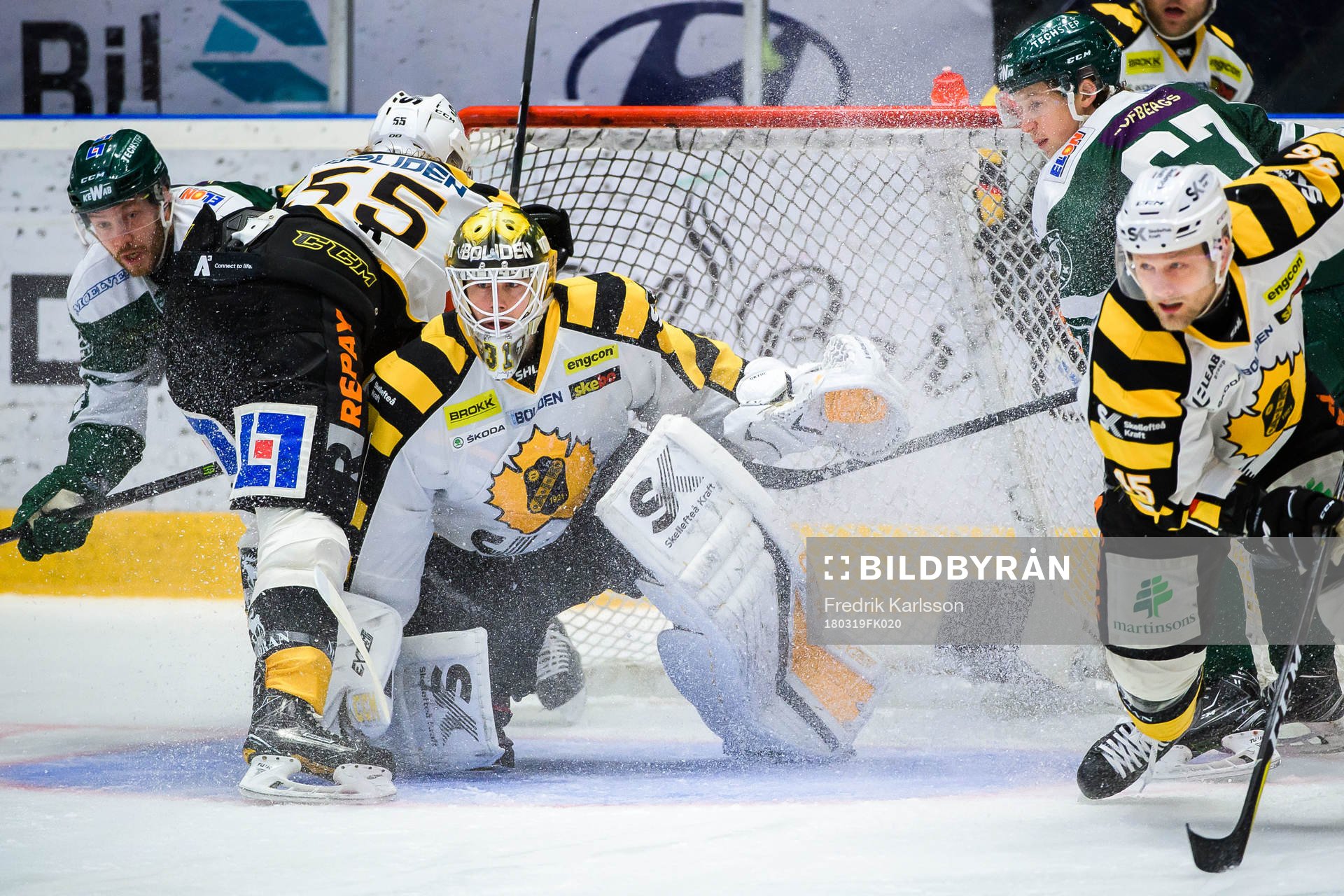 Färjestads Linus Persson, Skellefteås målvakt Joni