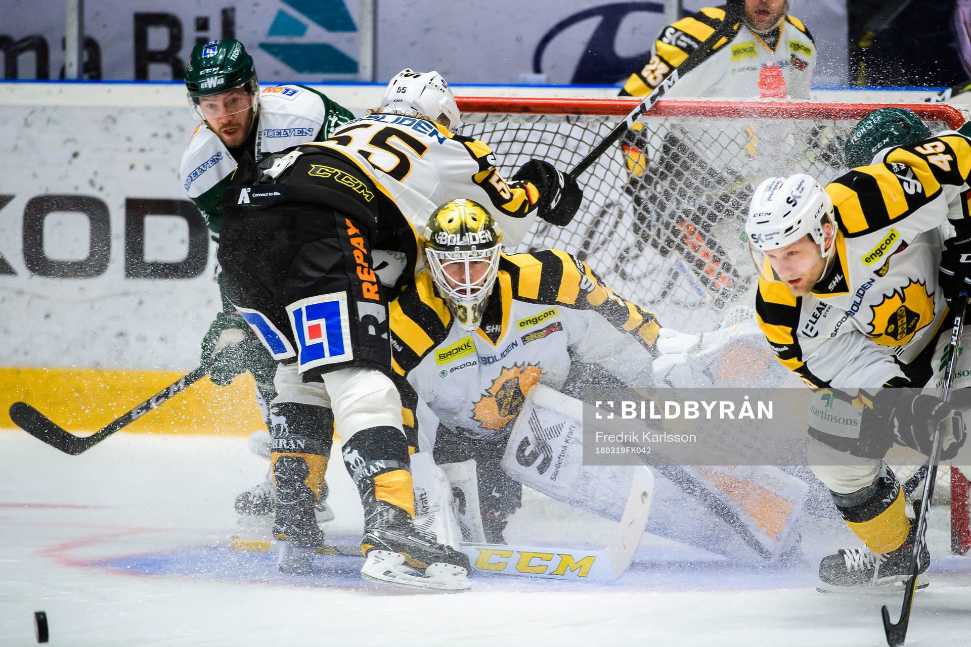 Färjestads Linus Persson, Skellefteås målvakt Joni